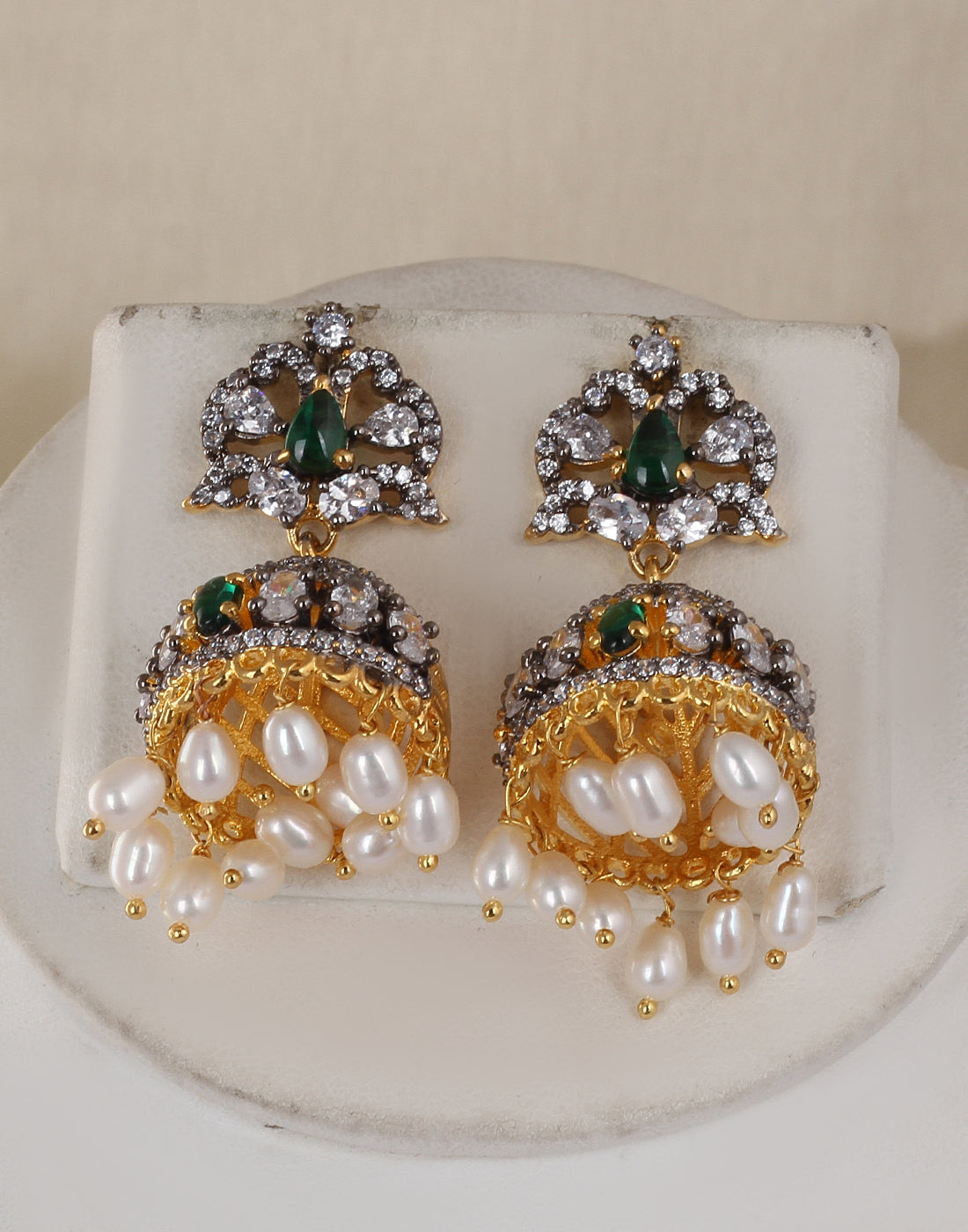 Real Natural Fresh Water Triple String Barook Pearl Set With Certificate(D.No ADPRLS1746)