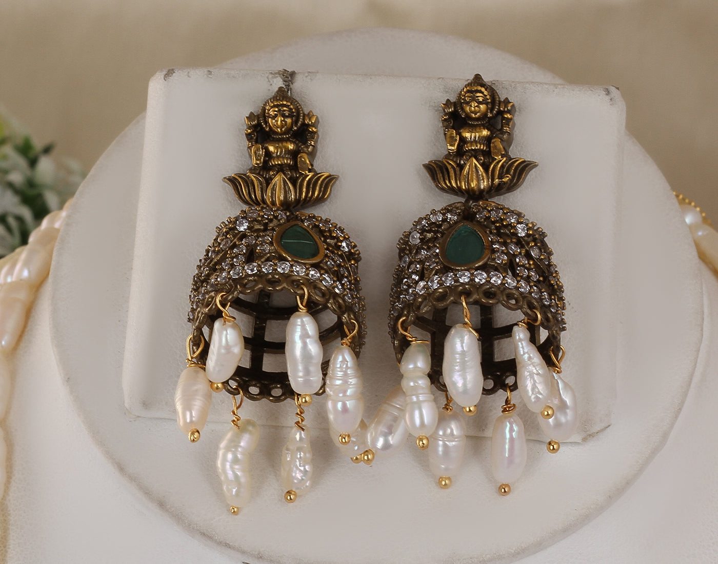 Real Natural Fresh Water Triple String Pearl Set With Certificate(D.No ADPRLS1747)