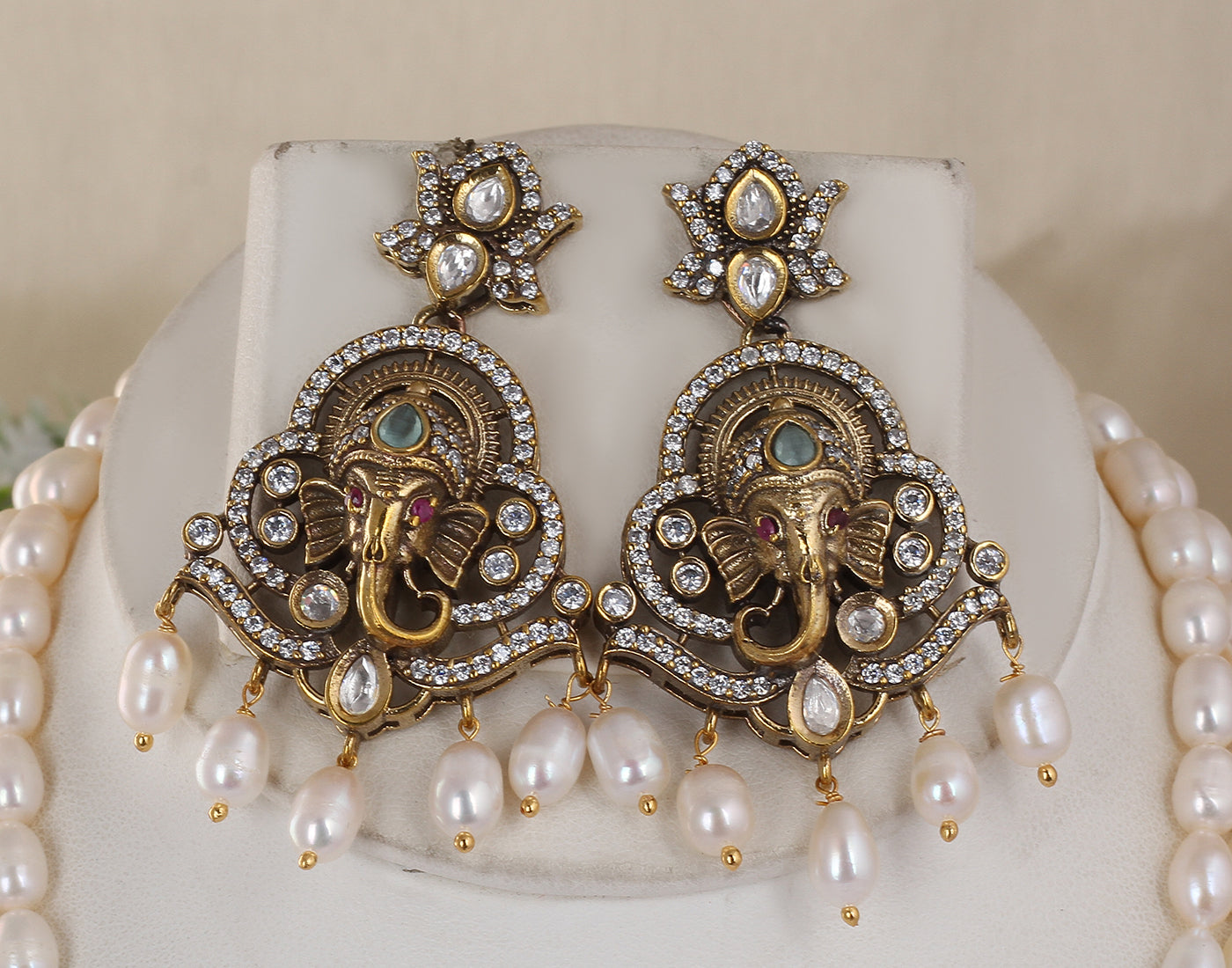 Real Natural Fresh Water Double String Pearl Set With Certificate(D.No ADPRLS1752)