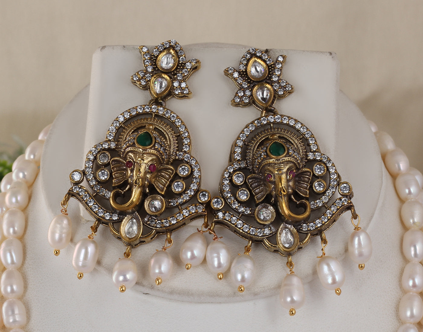 Real Natural Fresh Water Double String Pearl Set With Certificate(D.No ADPRLS1753)