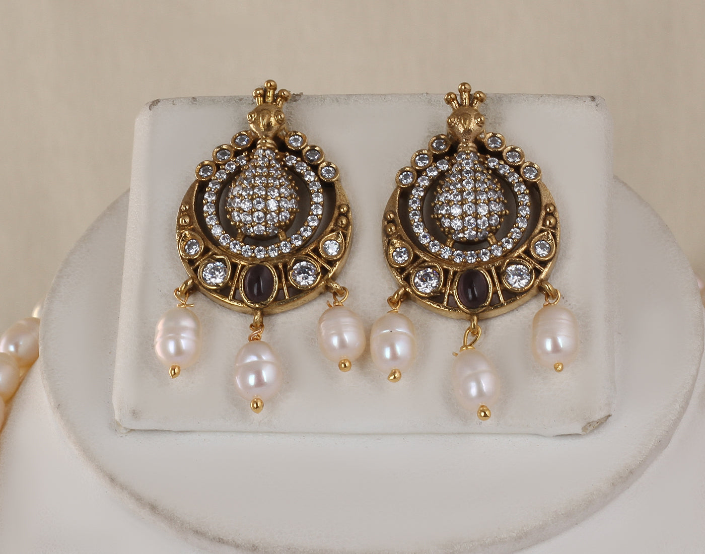Real Natural Fresh Water Triple String Pearl Set With Certificate(D.No ADPRLS1767)