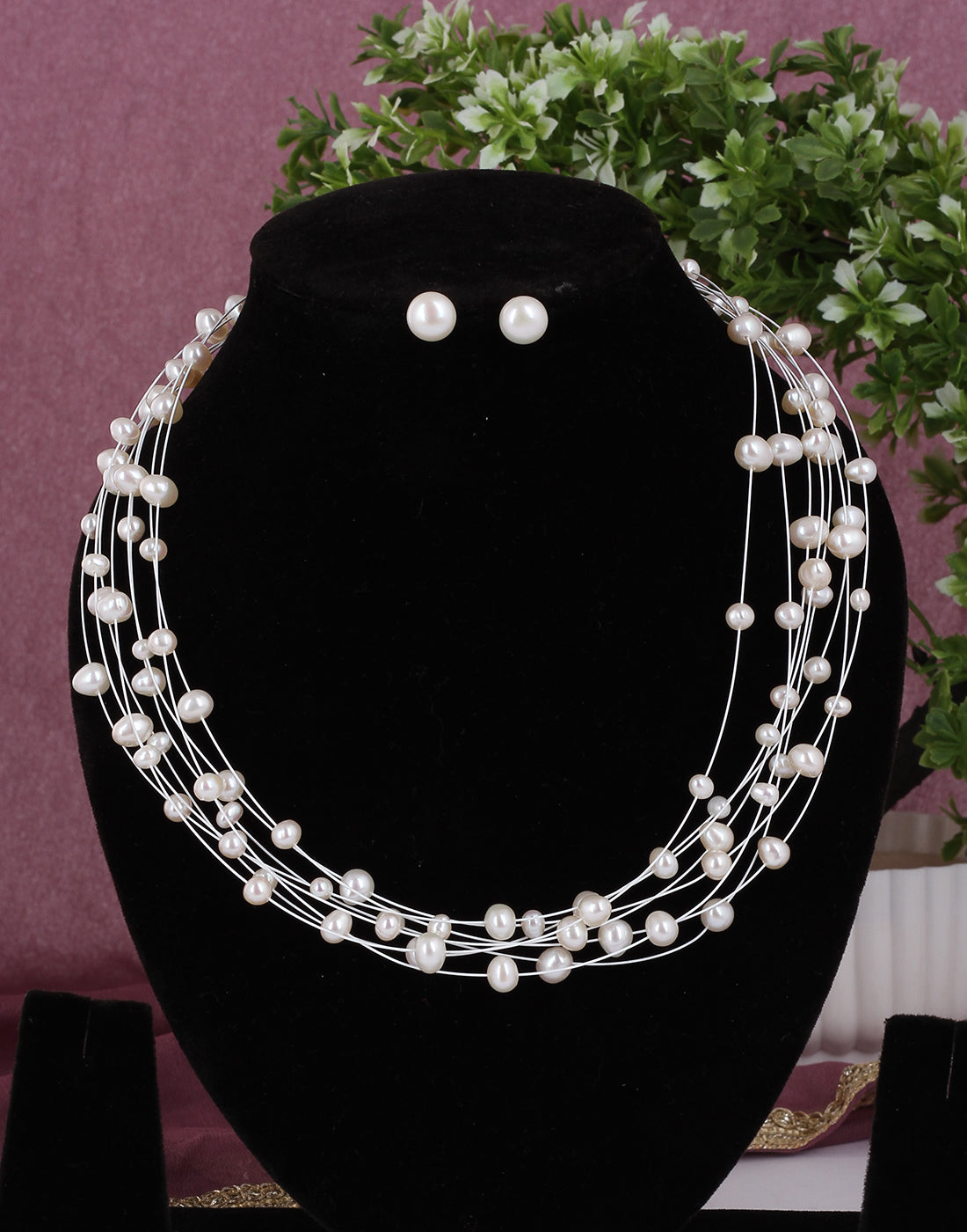 Real Pearls Fancy Design Necklace Set With Certificate(D.No ADPRLS1814)