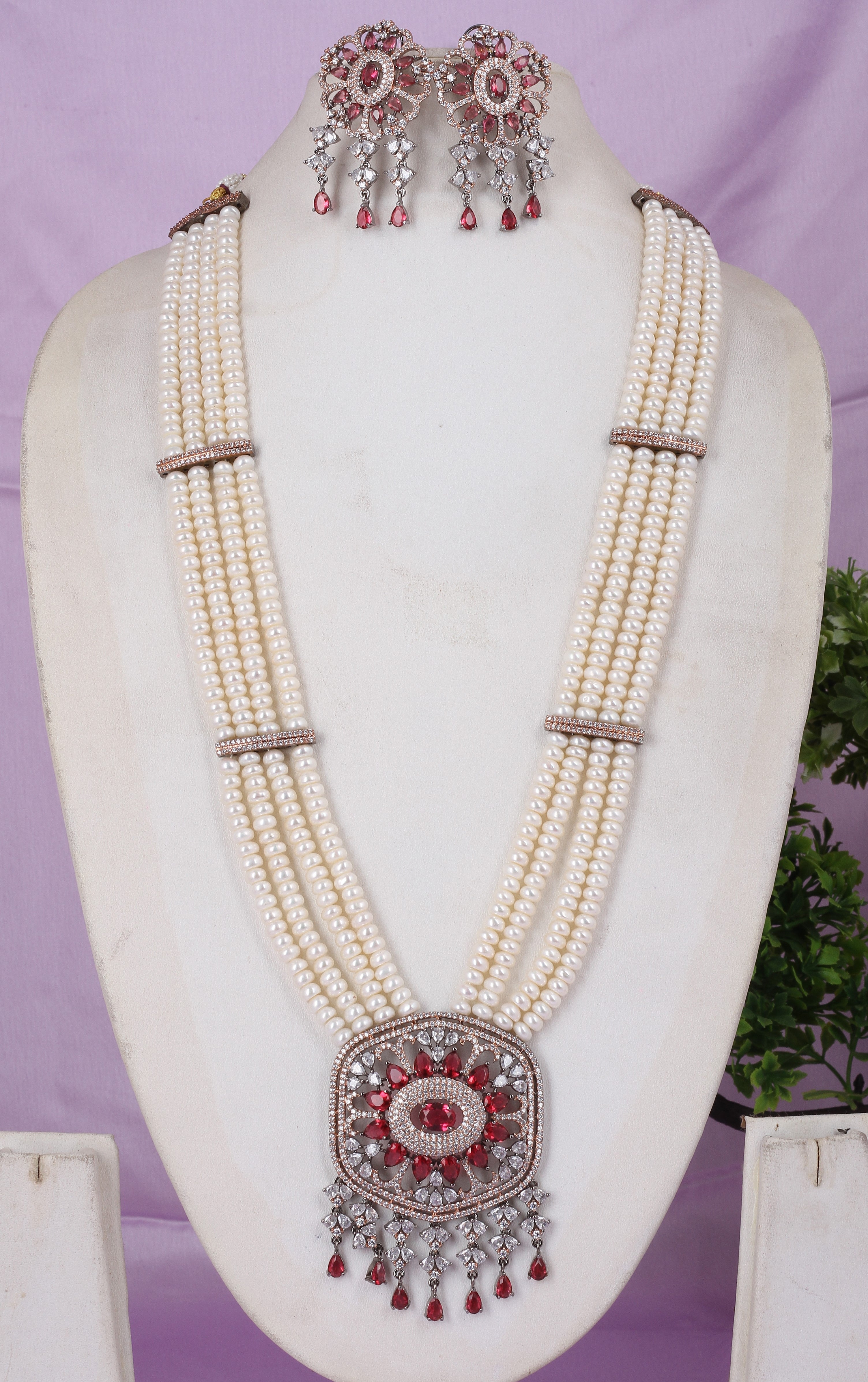 Real Natural Fresh Water Multi Layer Rani Haar Pearl Set With Certificate(D.No ADPRLS1819