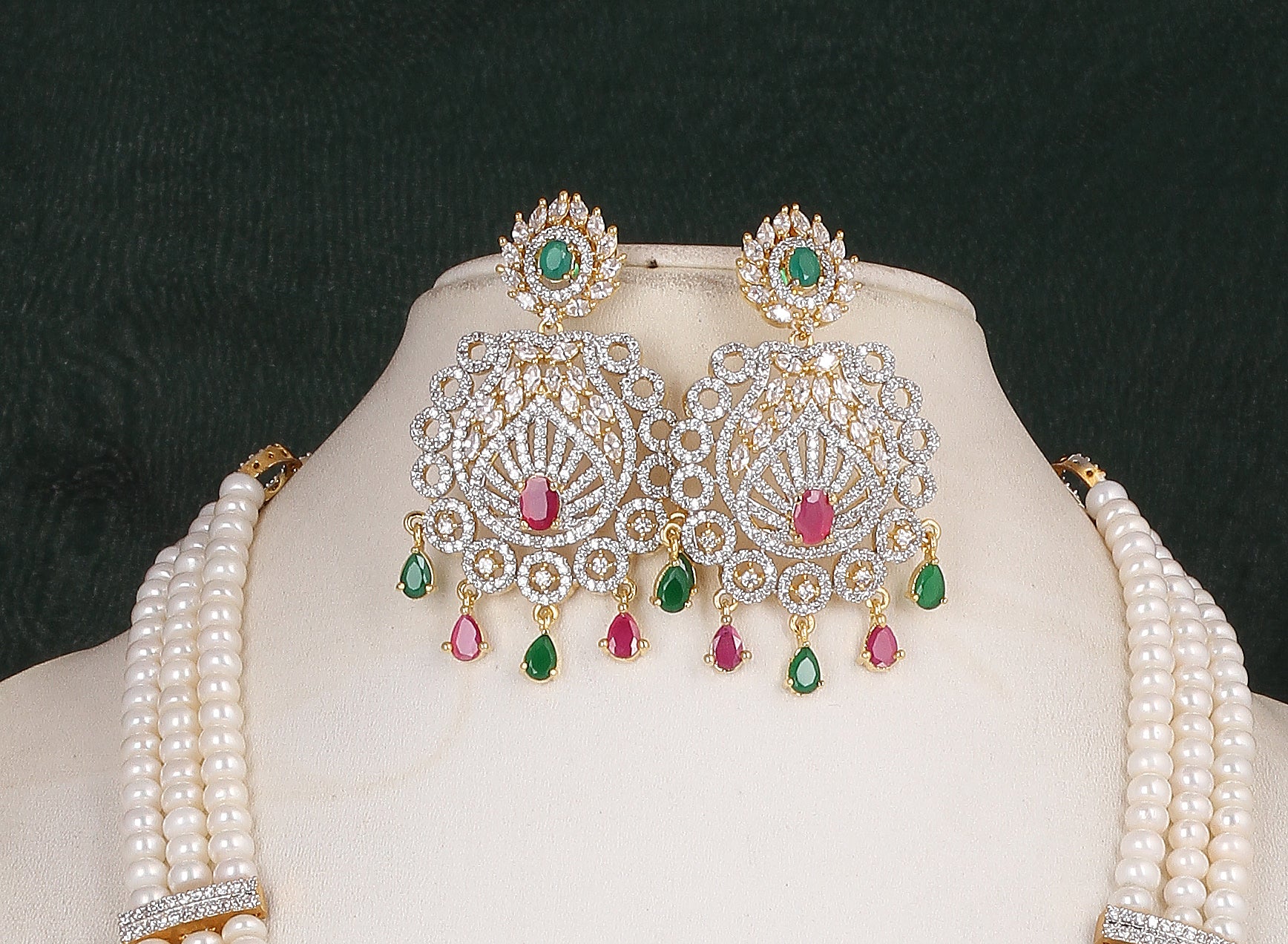 Real Natural Fresh Water Multi Layer Rani Haar Pearl Set With Certificate(D.No ADPRLS1824)