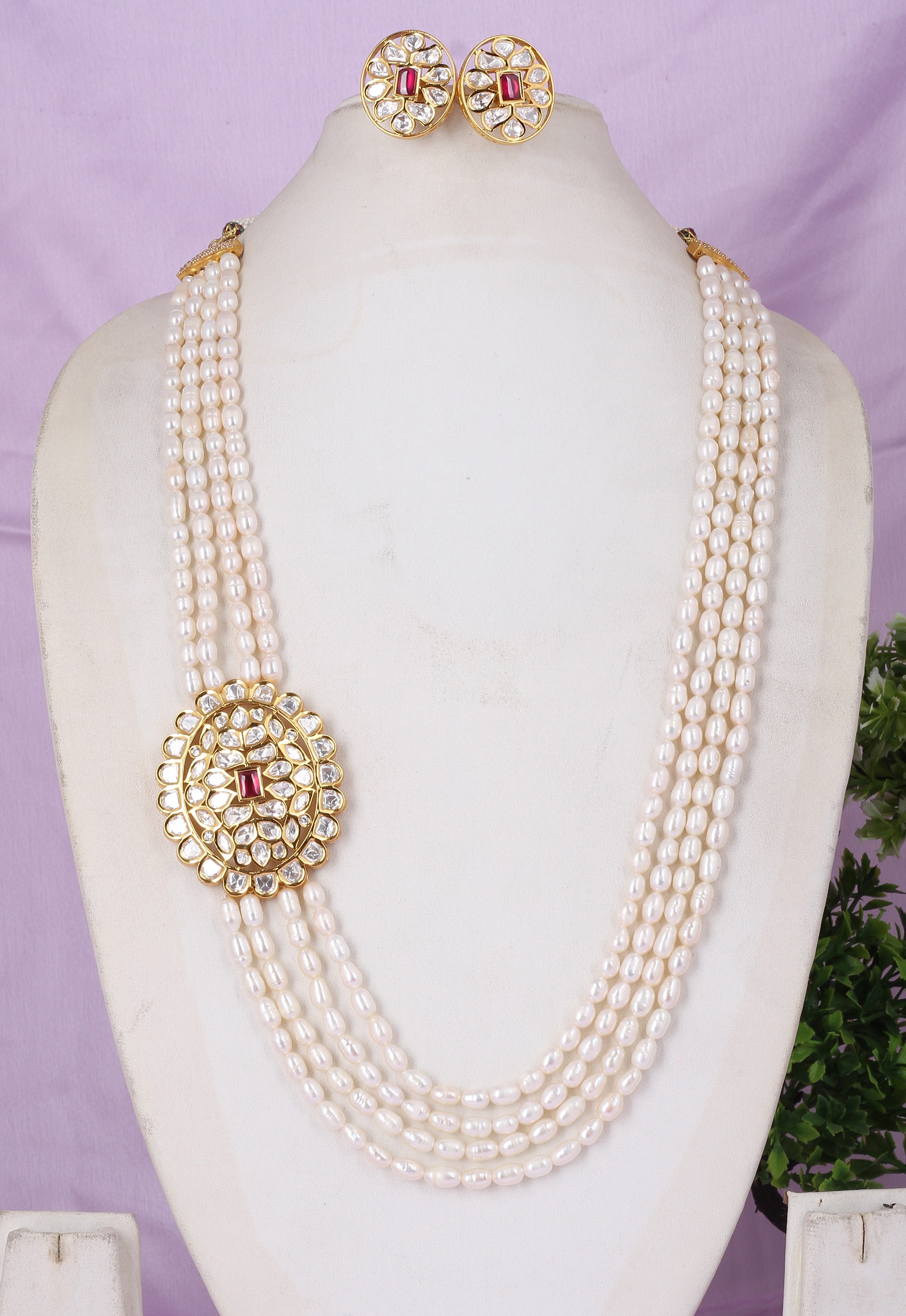 Real Natural Fresh Water Exclusive Kundan Pearl Set With Certificate(D.No ADPRLS1834)