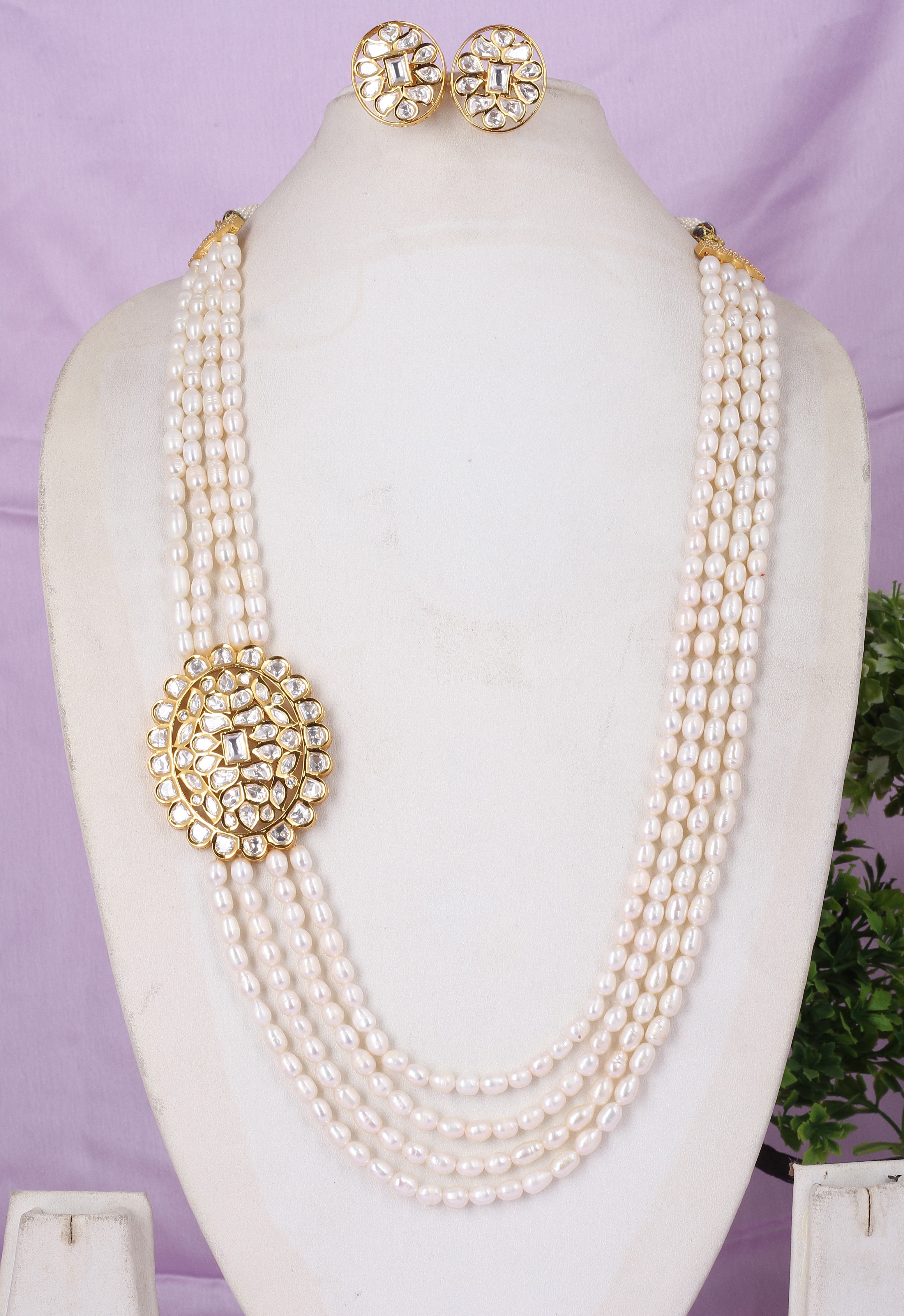 Real Natural Fresh Water Exclusive Kundan Pearl Set With Certificate(D.No ADPRLS1835)