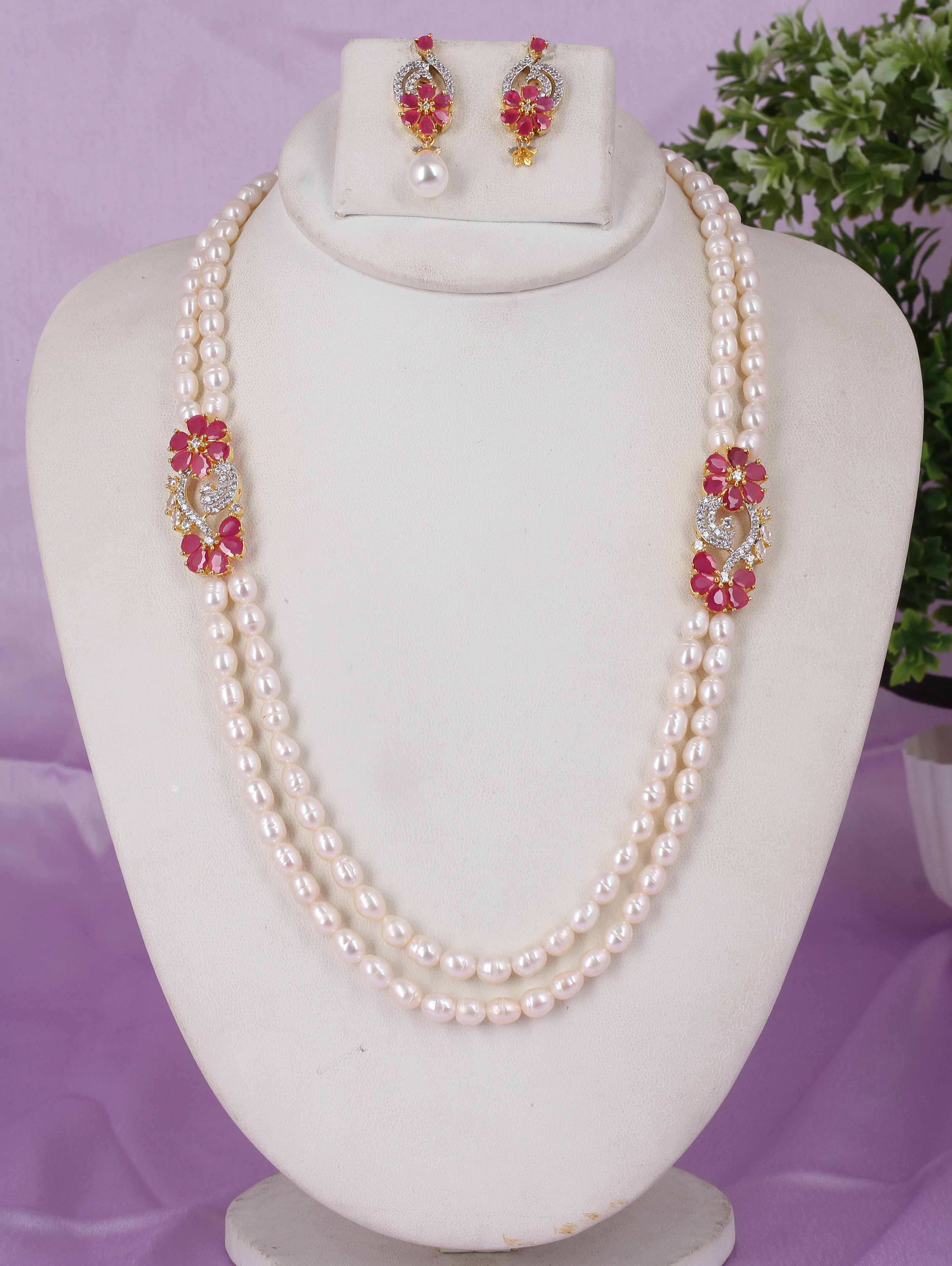 Real Natural Fresh Water Pearl Set With Certificate(D.No ADPRLS1847)
