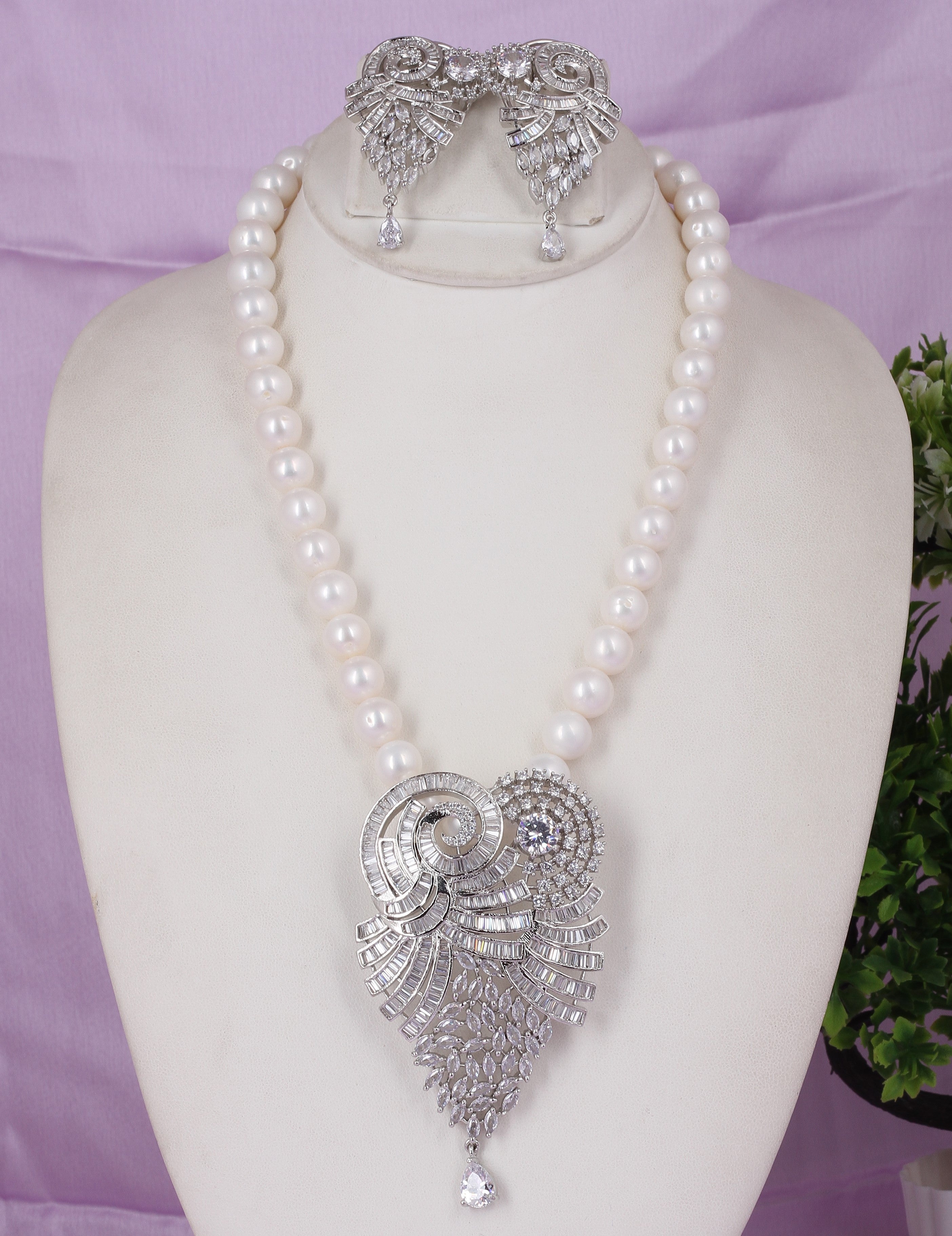 Real Natural Fresh Water Single String Pearl Set With Certificate(D.No ADPRLS1864)