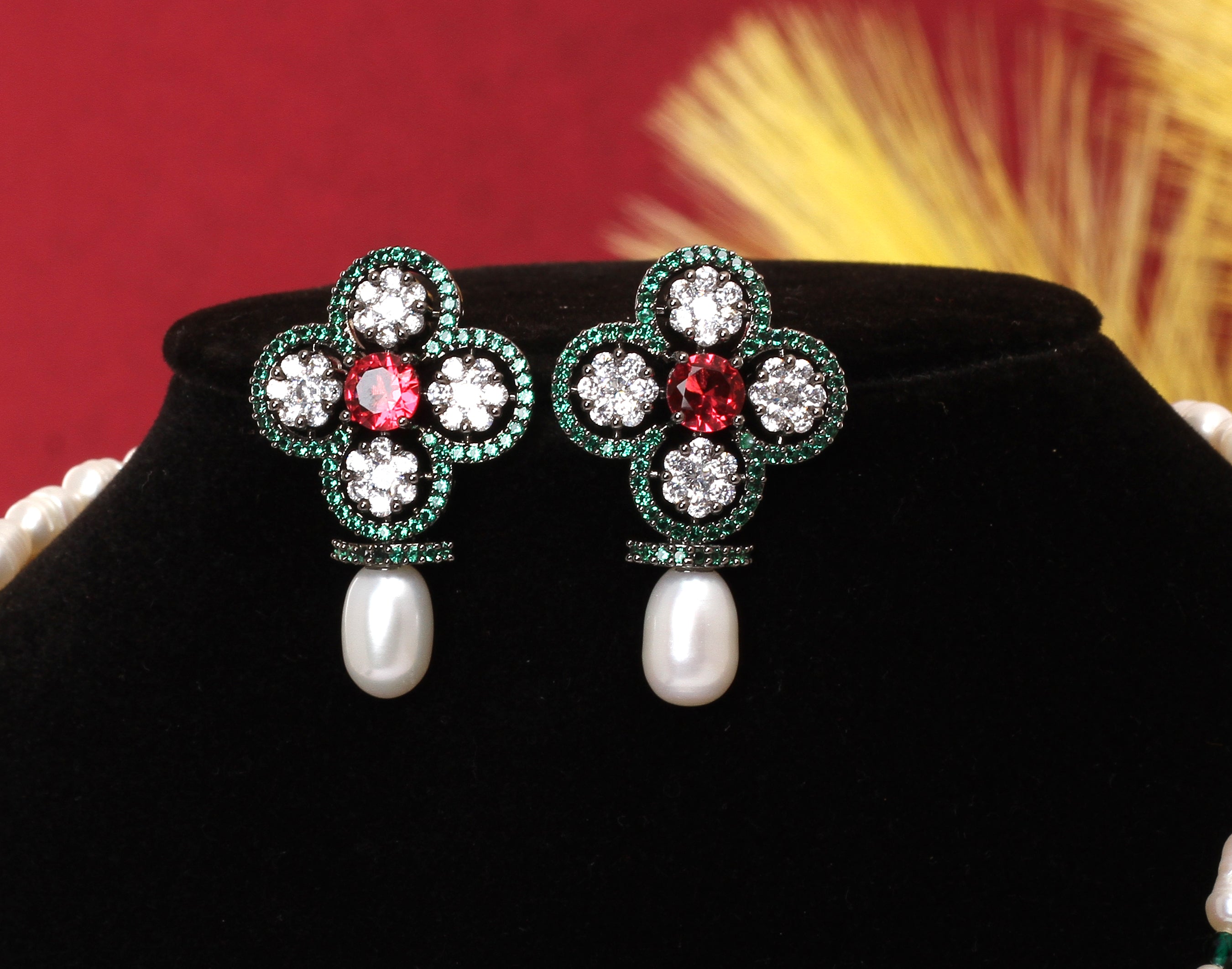 Real Natural Fresh Water Pearl Set With Certificate(D.No ADPRLS1871)