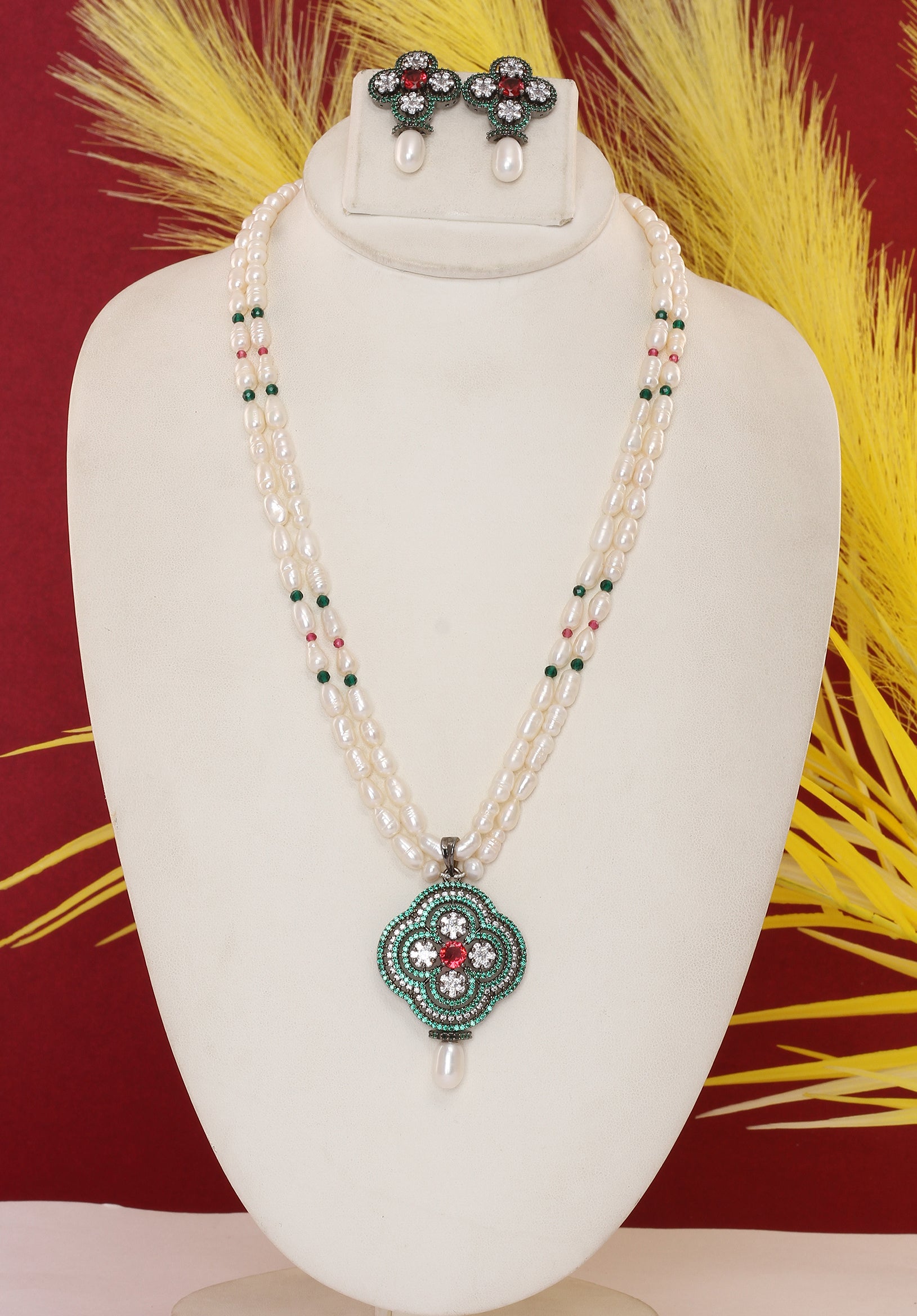 Real Natural Fresh Water Pearl Set With Certificate(D.No ADPRLS1871)