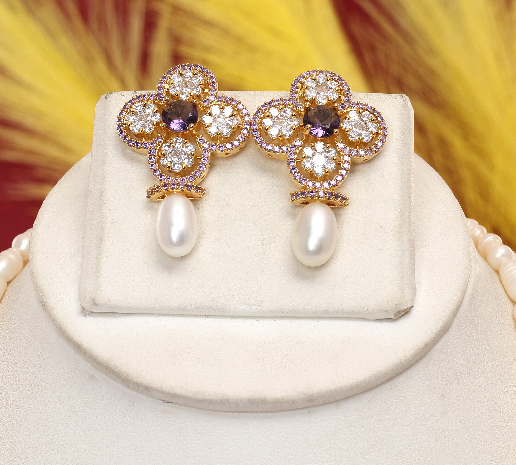 Real Natural Fresh Water Pearl Set With Certificate(D.No ADPRLS1877)