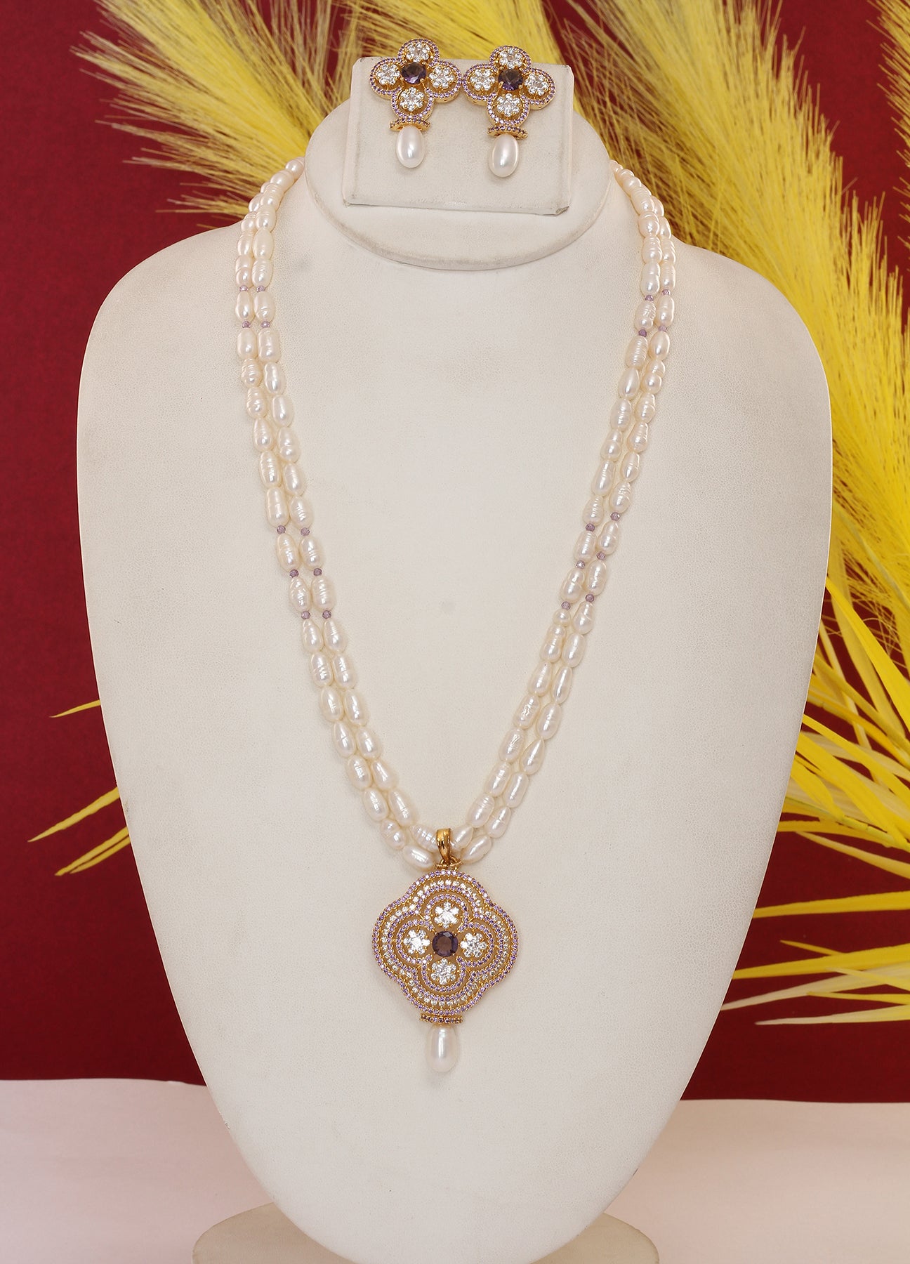 Real Natural Fresh Water Pearl Set With Certificate(D.No ADPRLS1877)