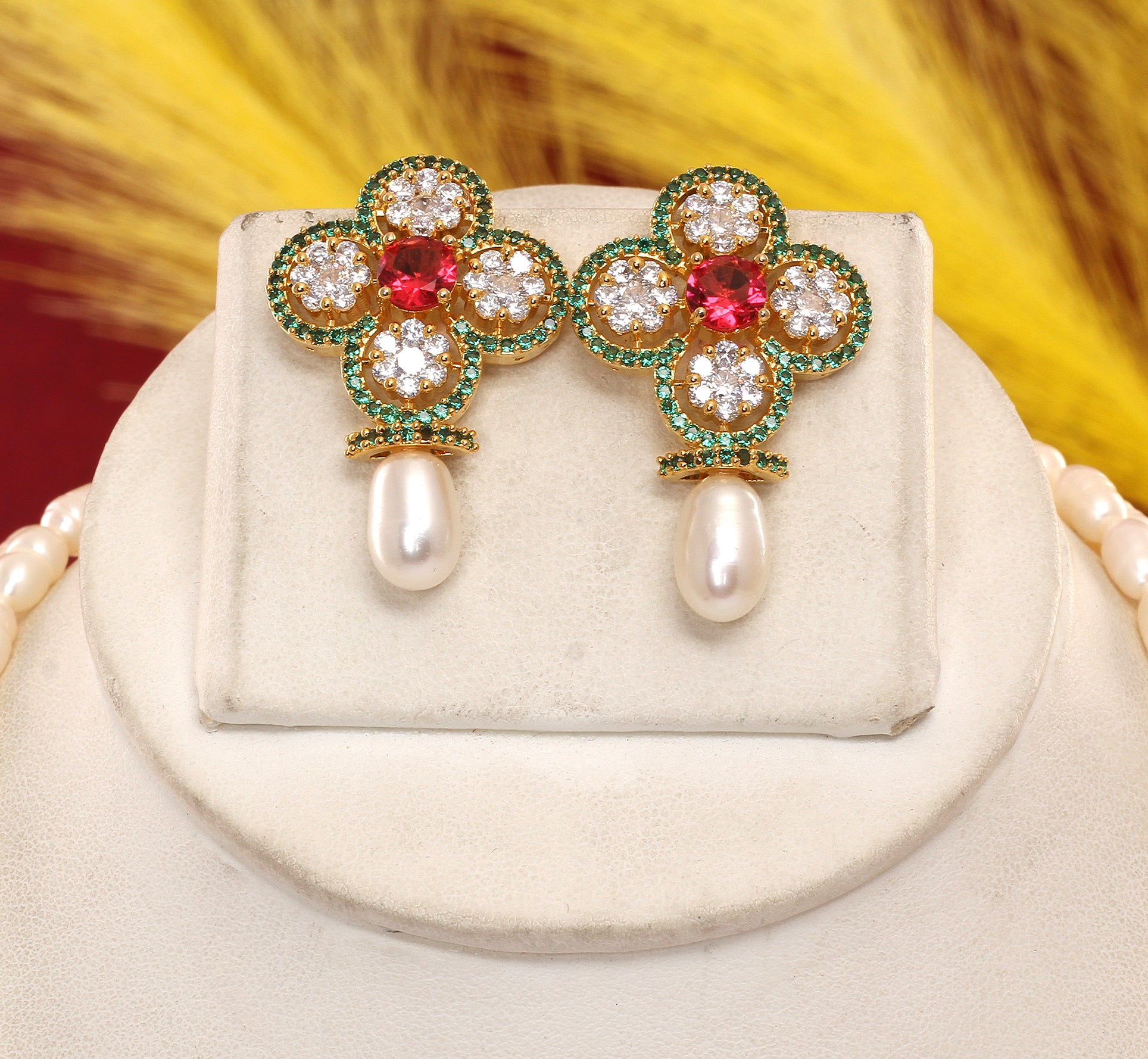 Real Natural Fresh Water Pearl Set With Certificate(D.No ADPRLS1879)