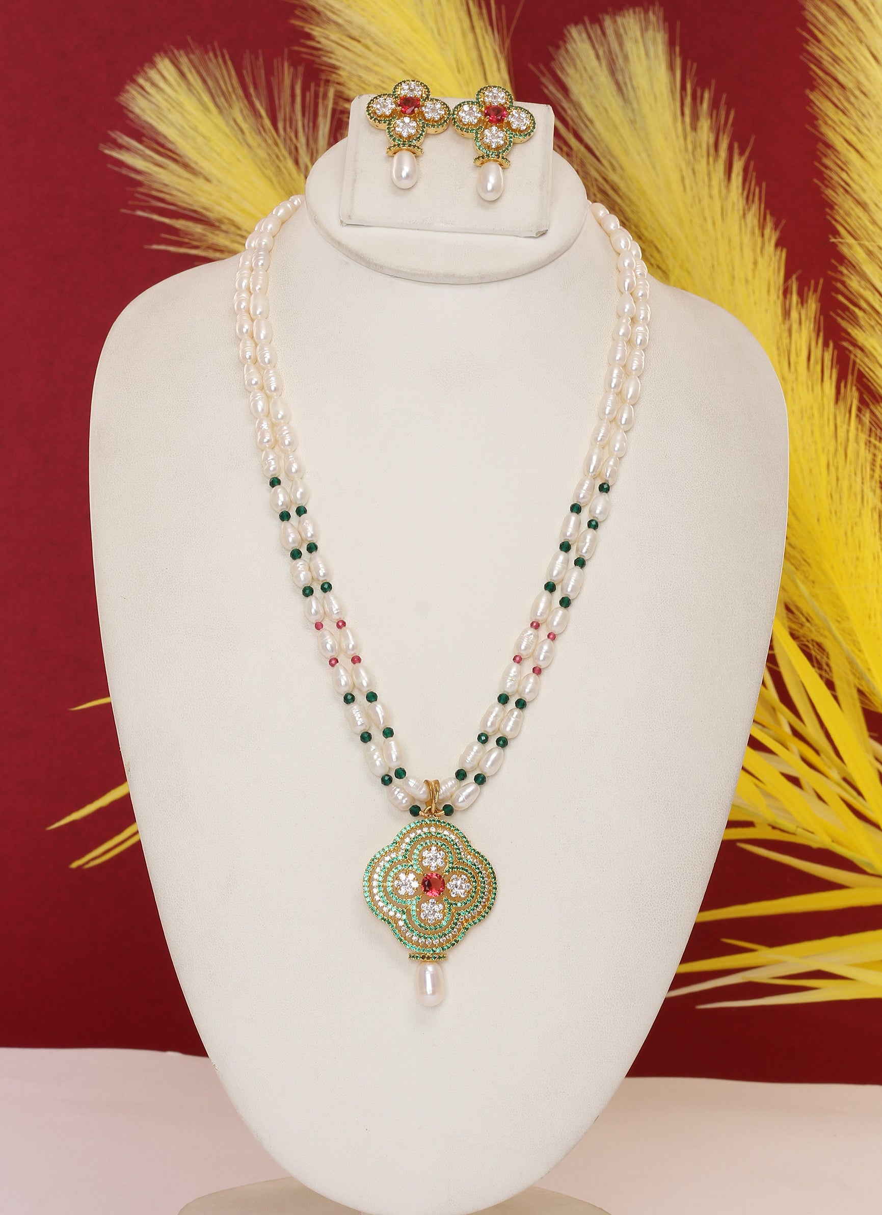 Real Natural Fresh Water Pearl Set With Certificate(D.No ADPRLS1879)