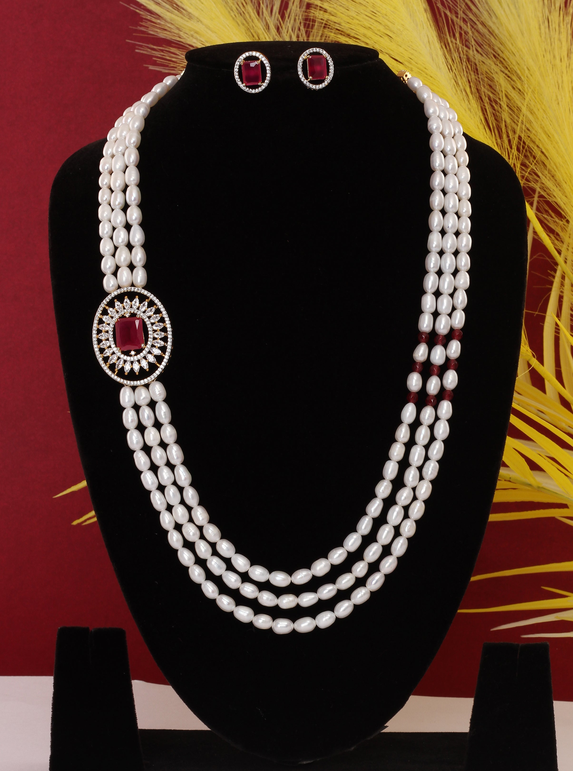 Real Natural Fresh Water Pearl Set With Certificate(D.No ADPRLS1887)