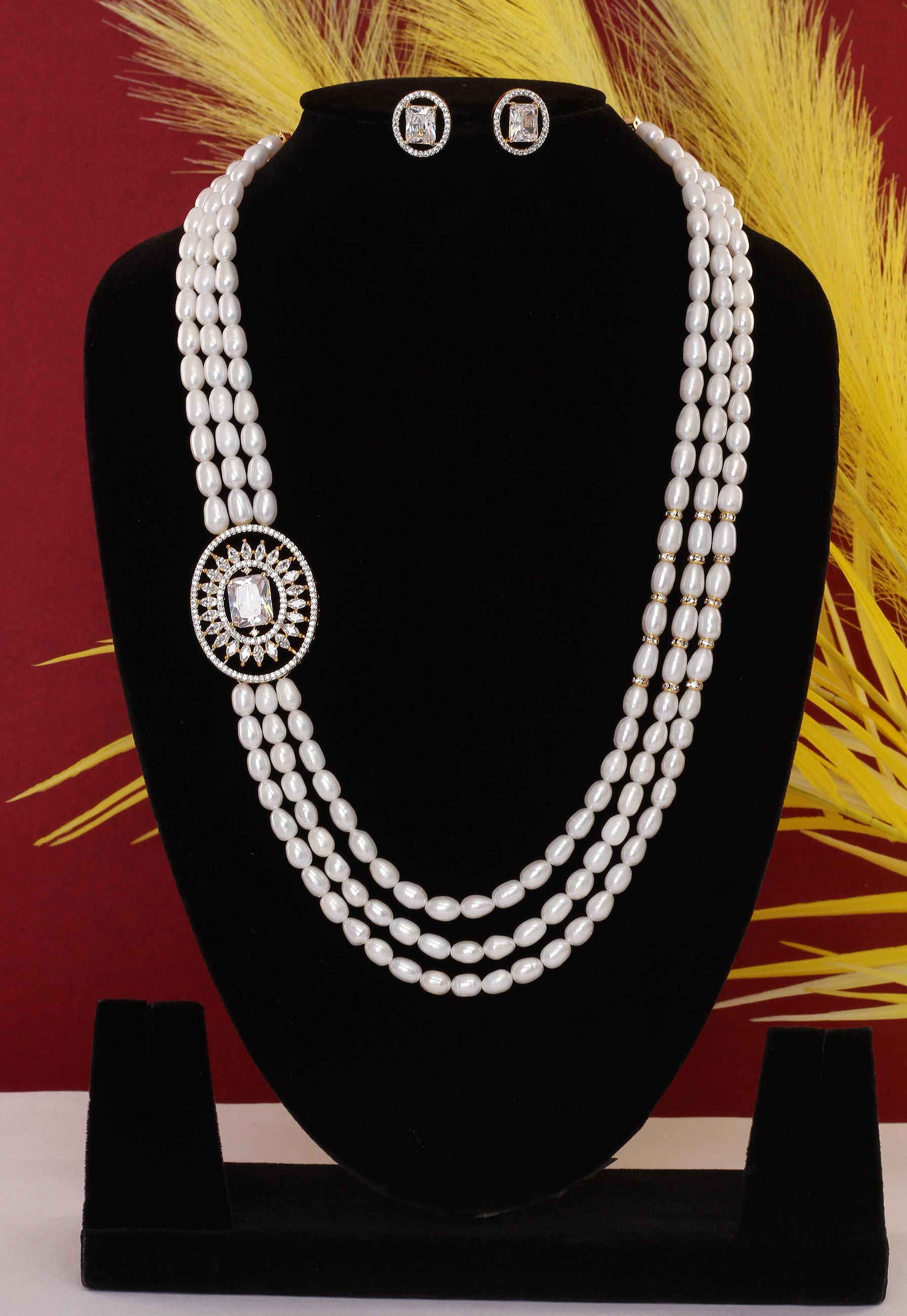 Real Natural Fresh Water Pearl Set With Certificate(D.No ADPRLS1888)