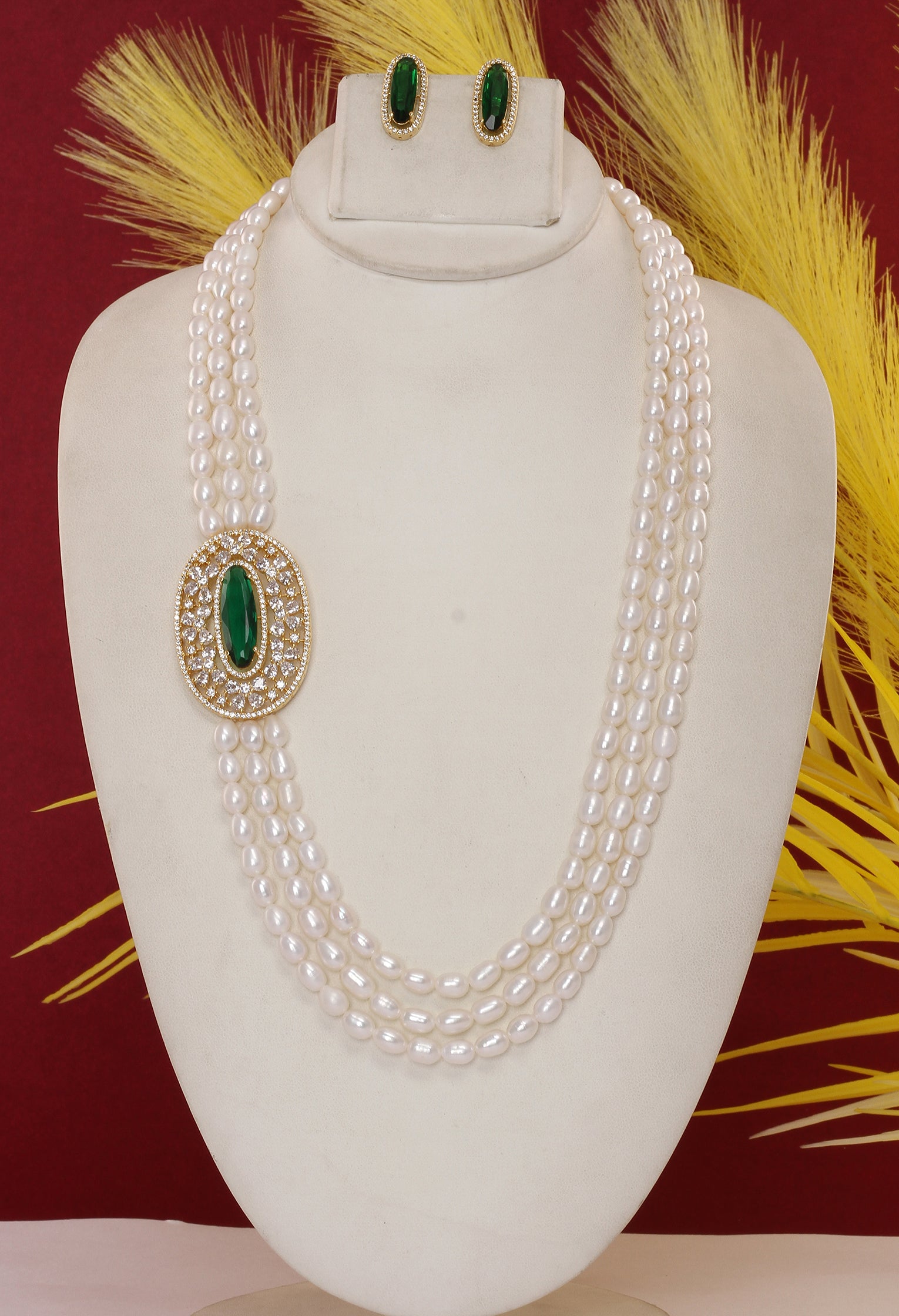 Real Natural Fresh Water Pearl Set With Certificate(D.No ADPRLS1892)