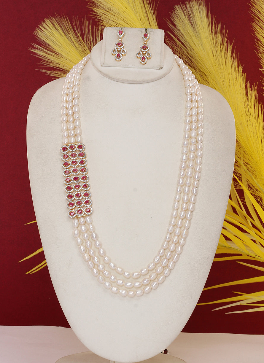 Real Natural Fresh Water Pearl Set With Certificate(D.No ADPRLS1897)