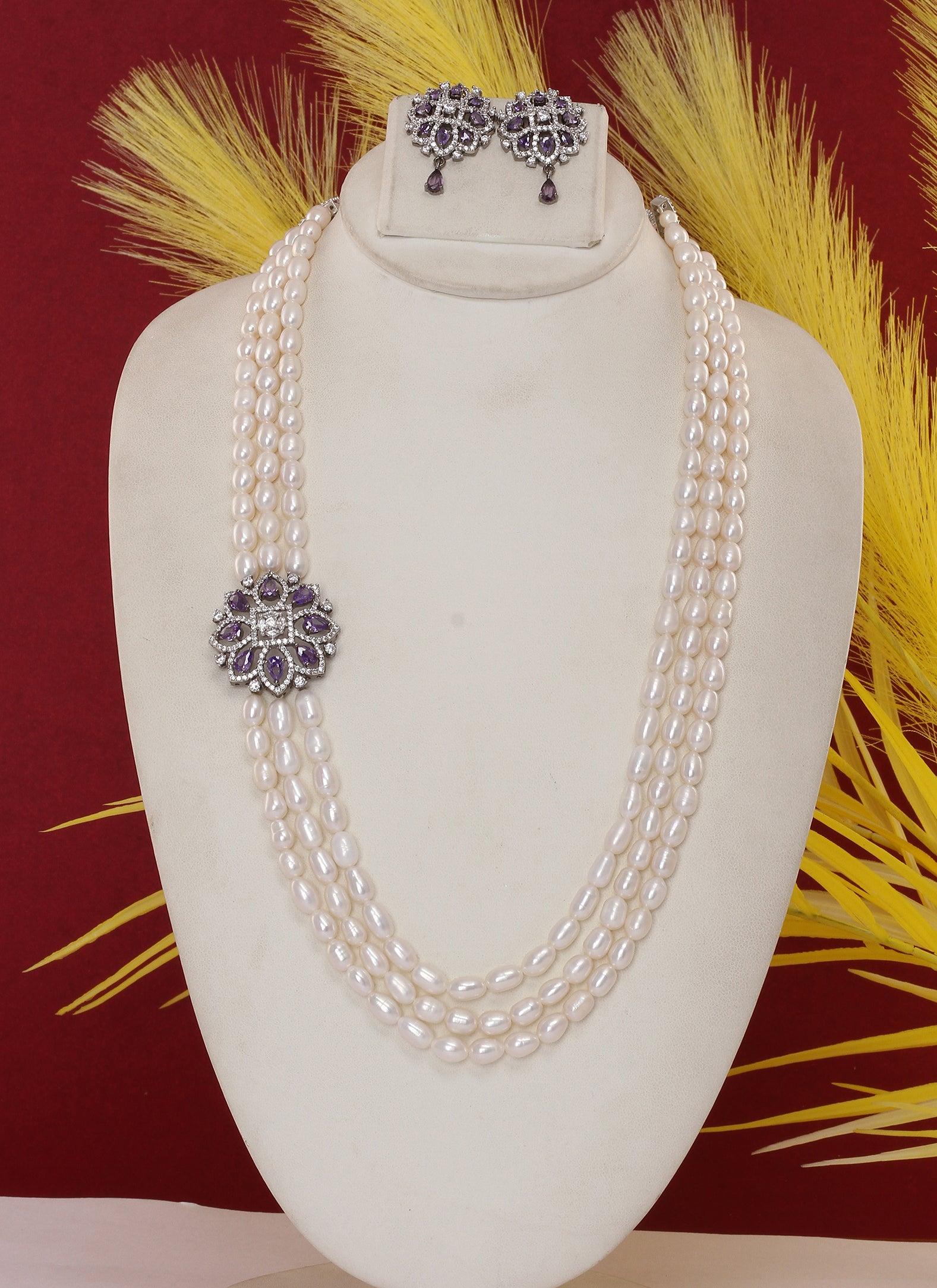 Real Natural Fresh Water Pearl Set With Certificate(D.No ADPRLS1905)