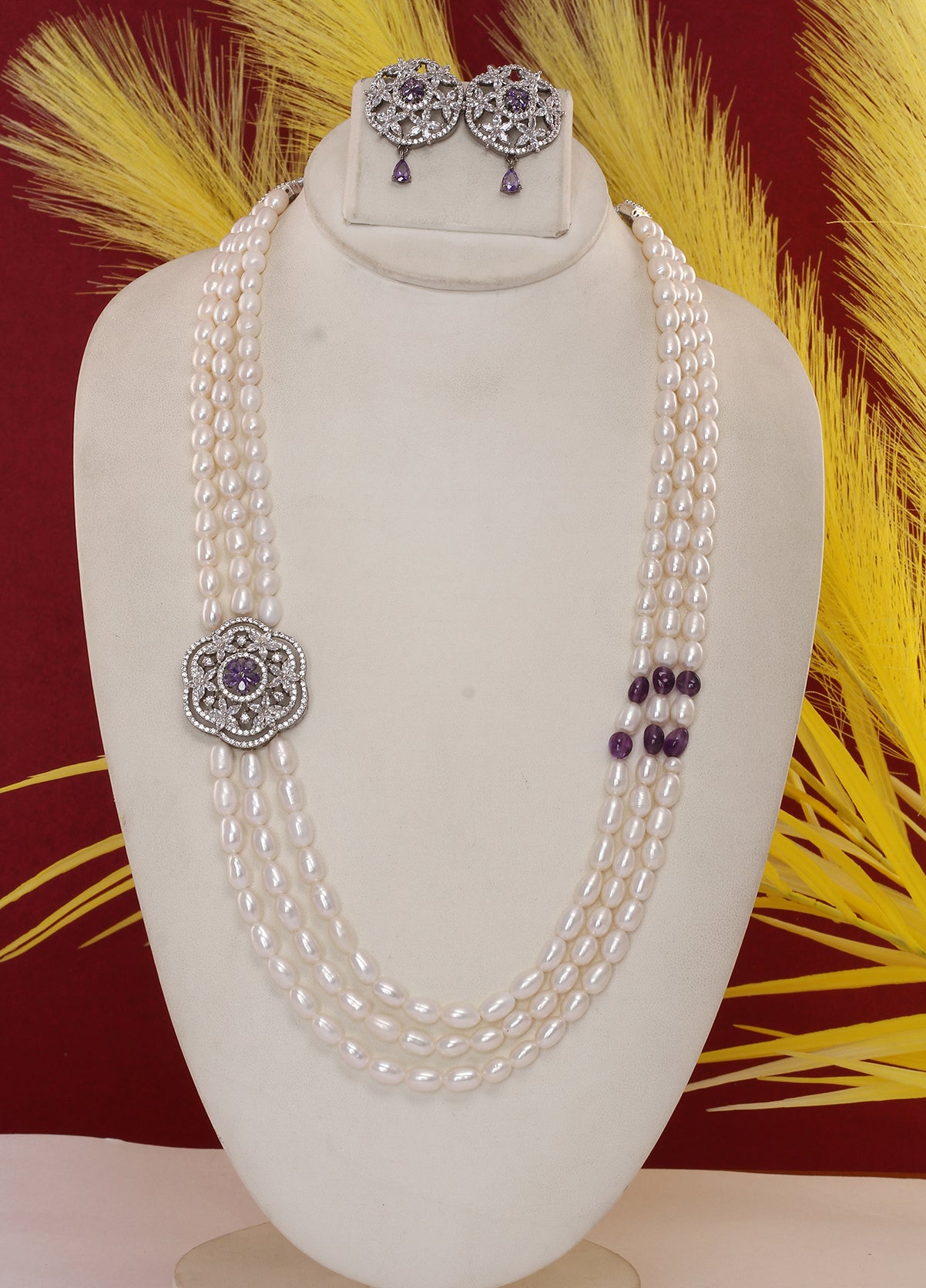 Real Natural Fresh Water Pearl Set With Certificate(D.No ADPRLS1907)
