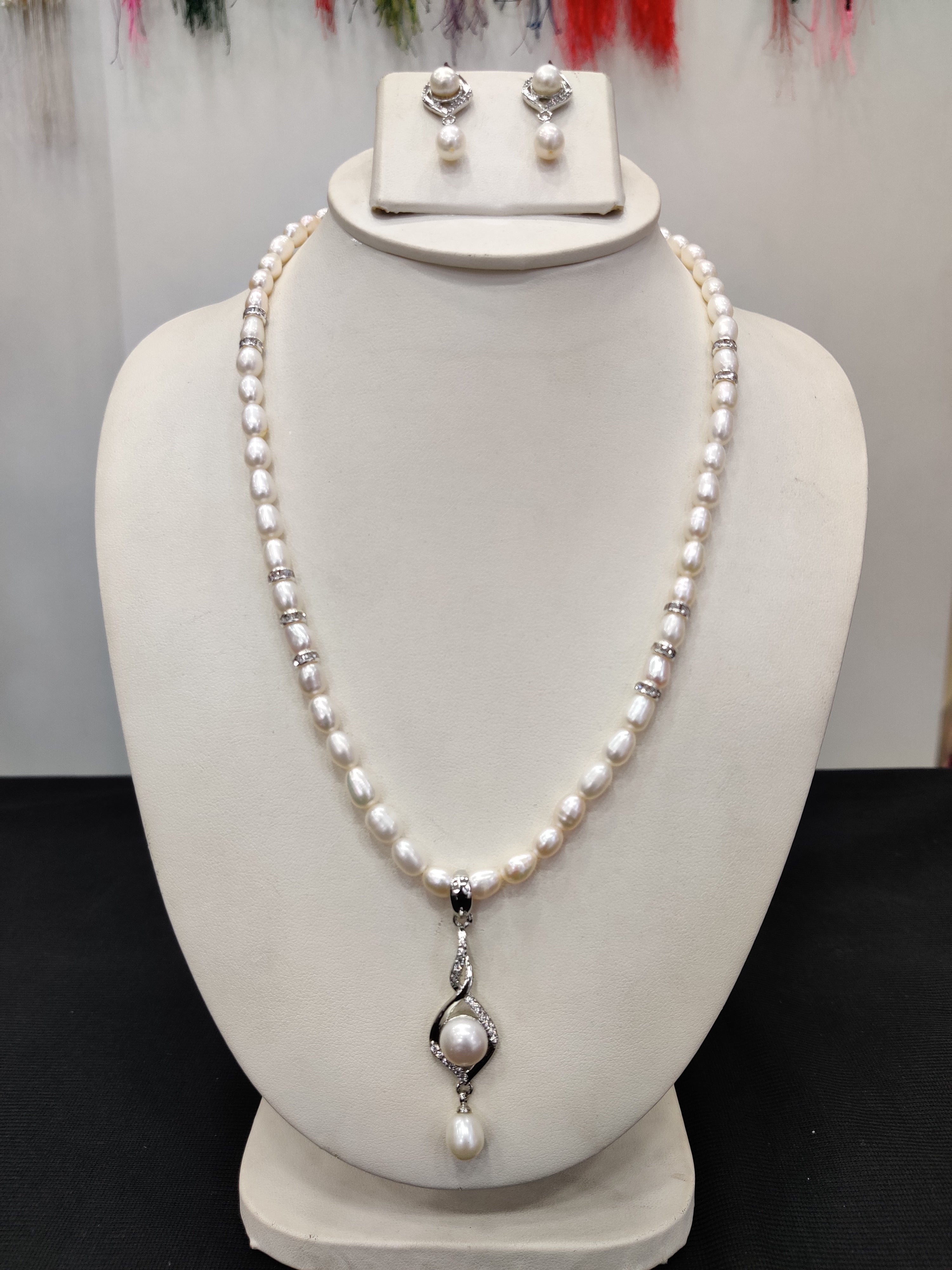 Real Natural Fresh Water Single String Pearl Set With Certificate(D.No ADPRLS1918)