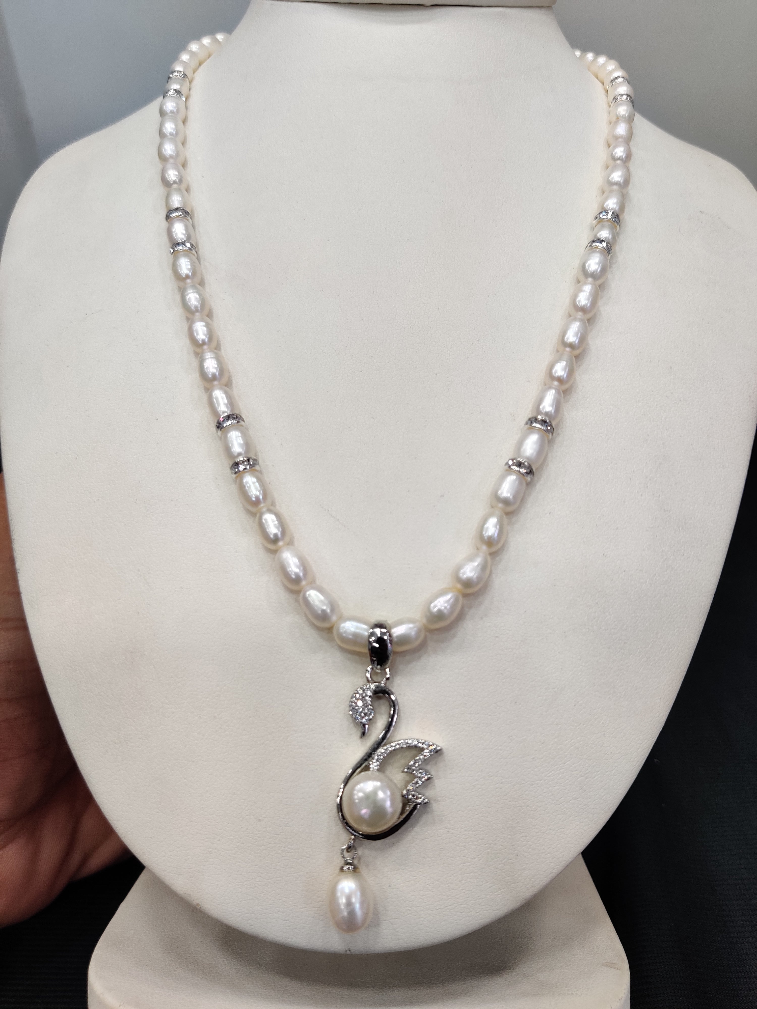Real Natural Fresh Water Single String Pearl Set With Certificate(D.No ADPRLS1920)