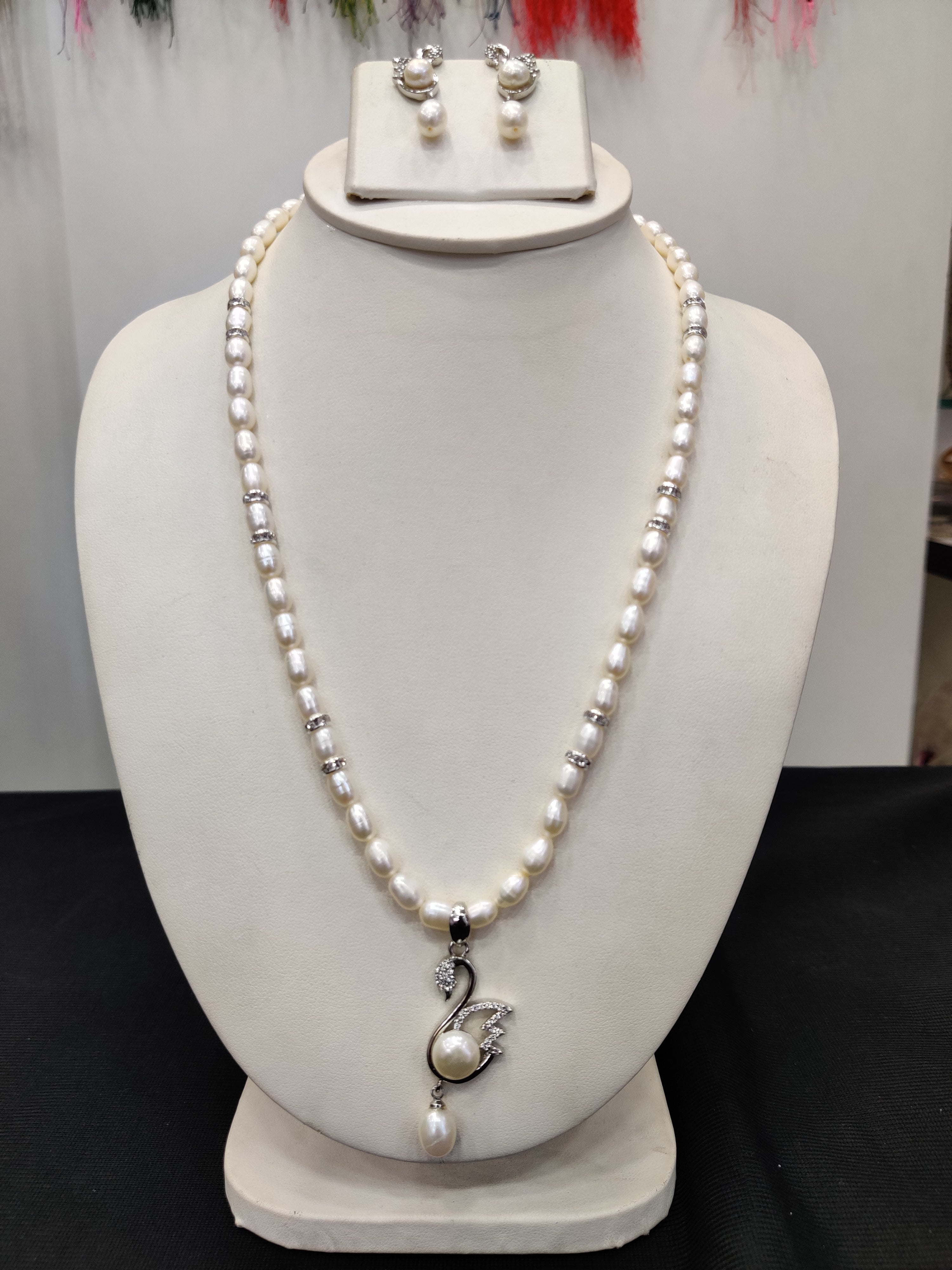 Real Natural Fresh Water Single String Pearl Set With Certificate(D.No ADPRLS1920)