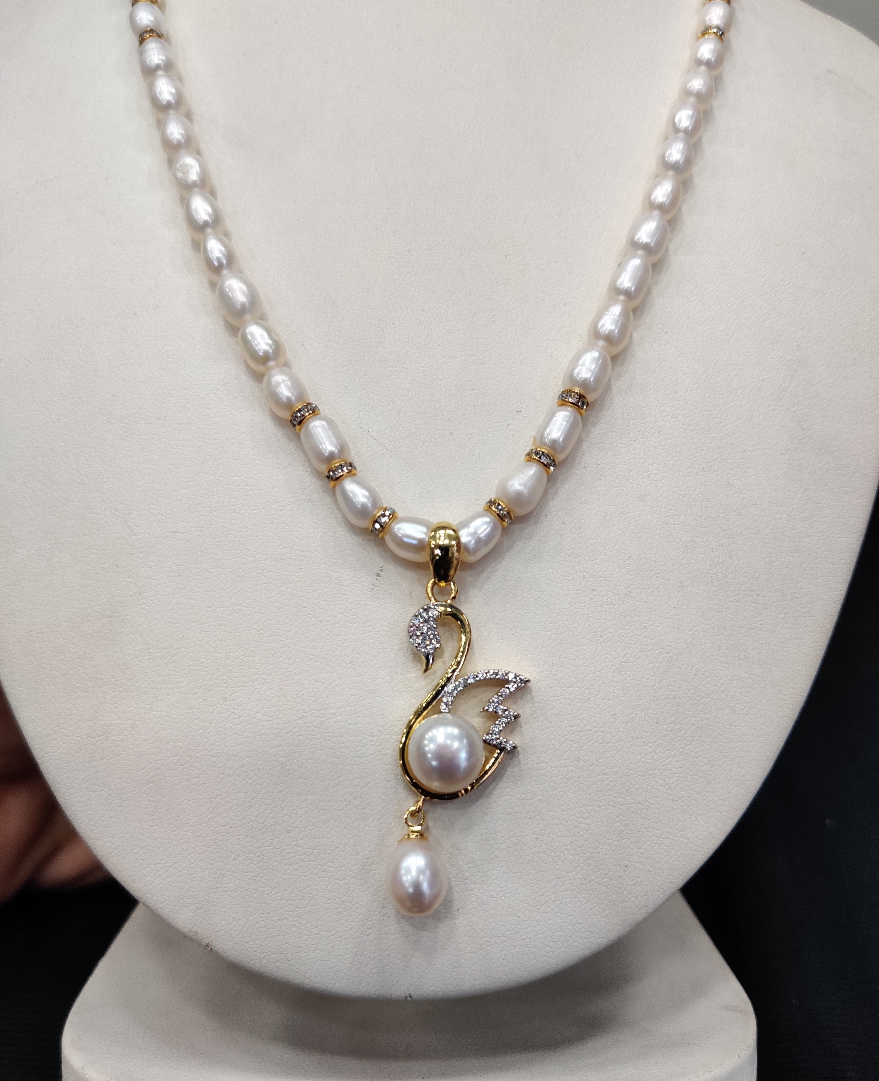 Real Natural Fresh Water Single String Pearl Set With Certificate(D.No ADPRLS1921)