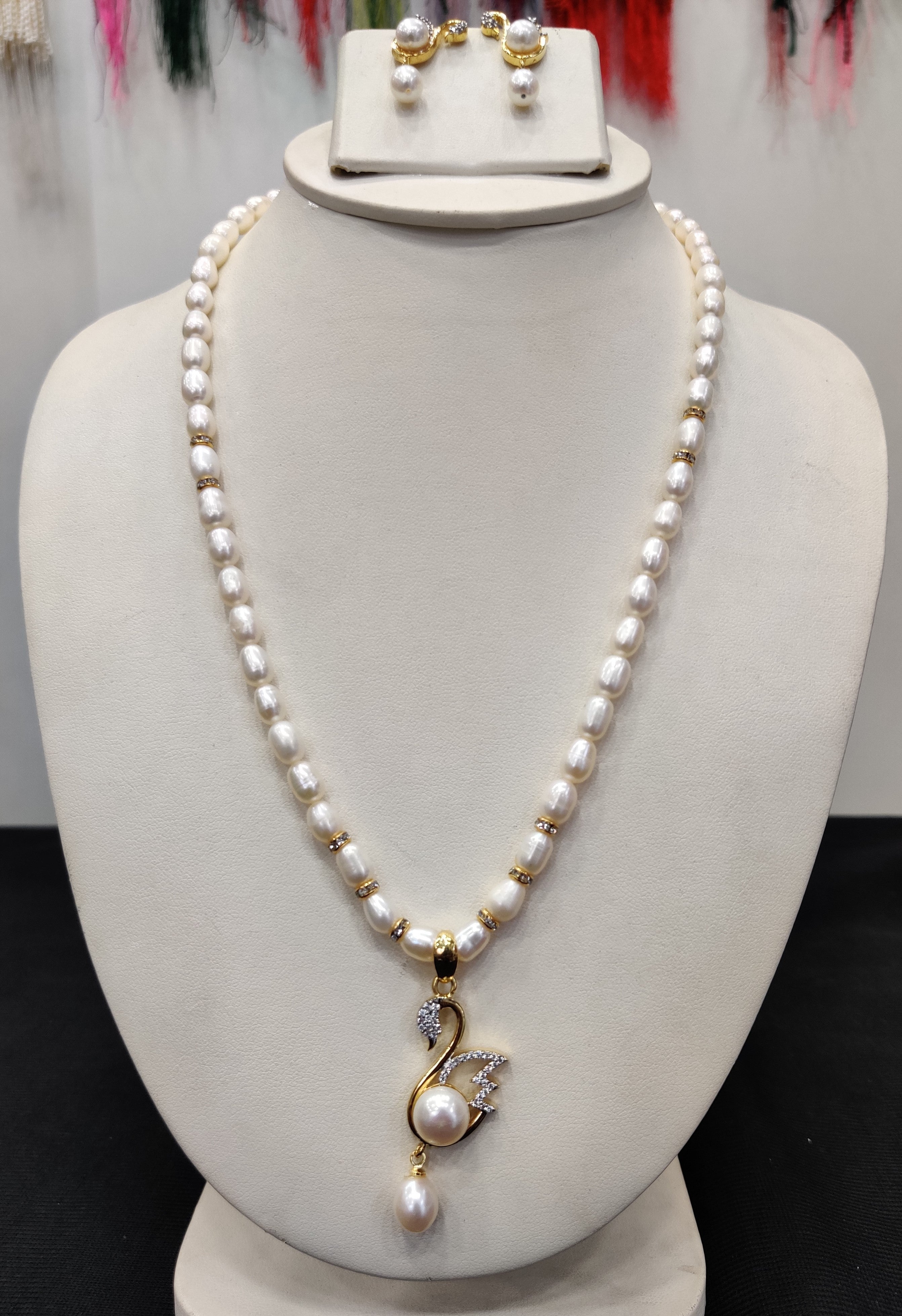 Real Natural Fresh Water Single String Pearl Set With Certificate(D.No ADPRLS1921)