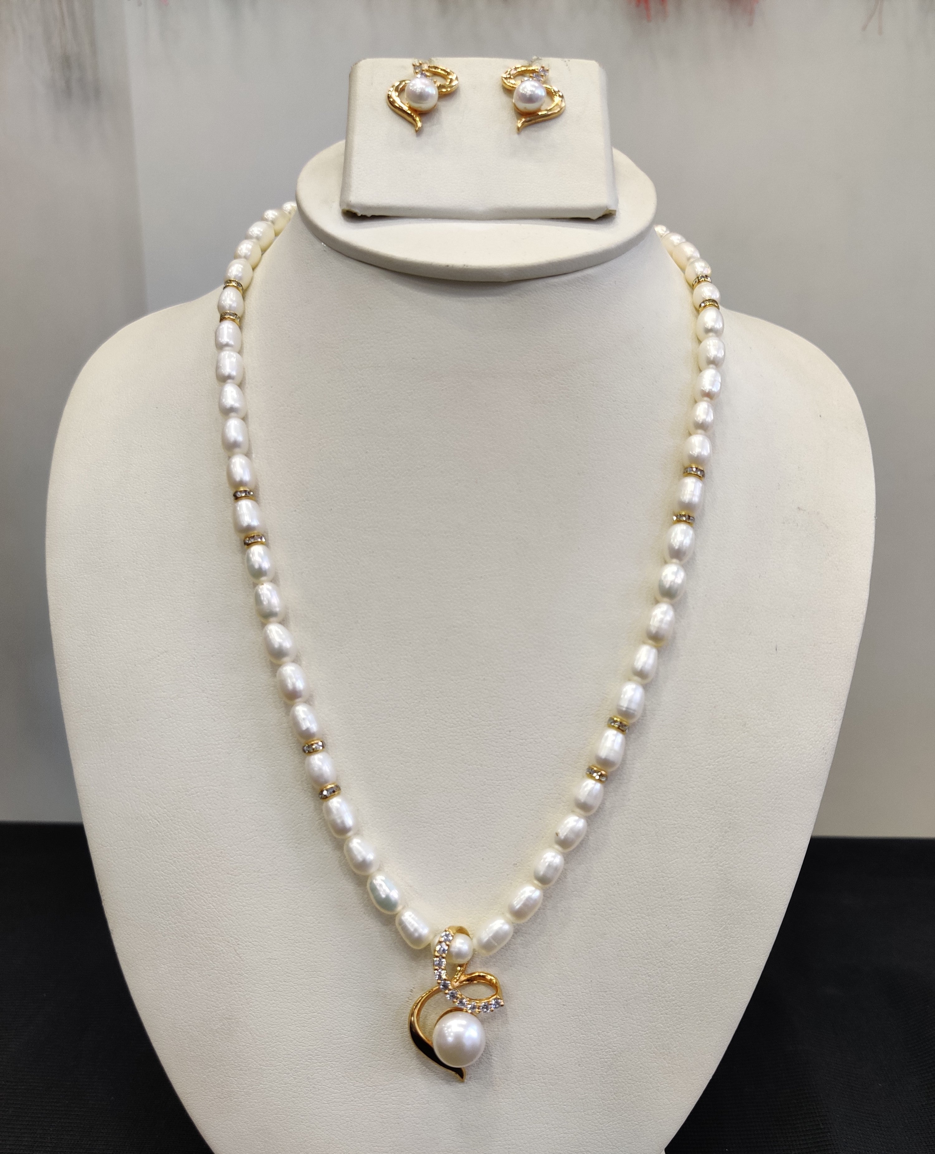 Real Natural Fresh Water Single String Pearl Set With Certificate(D.No ADPRLS1926)