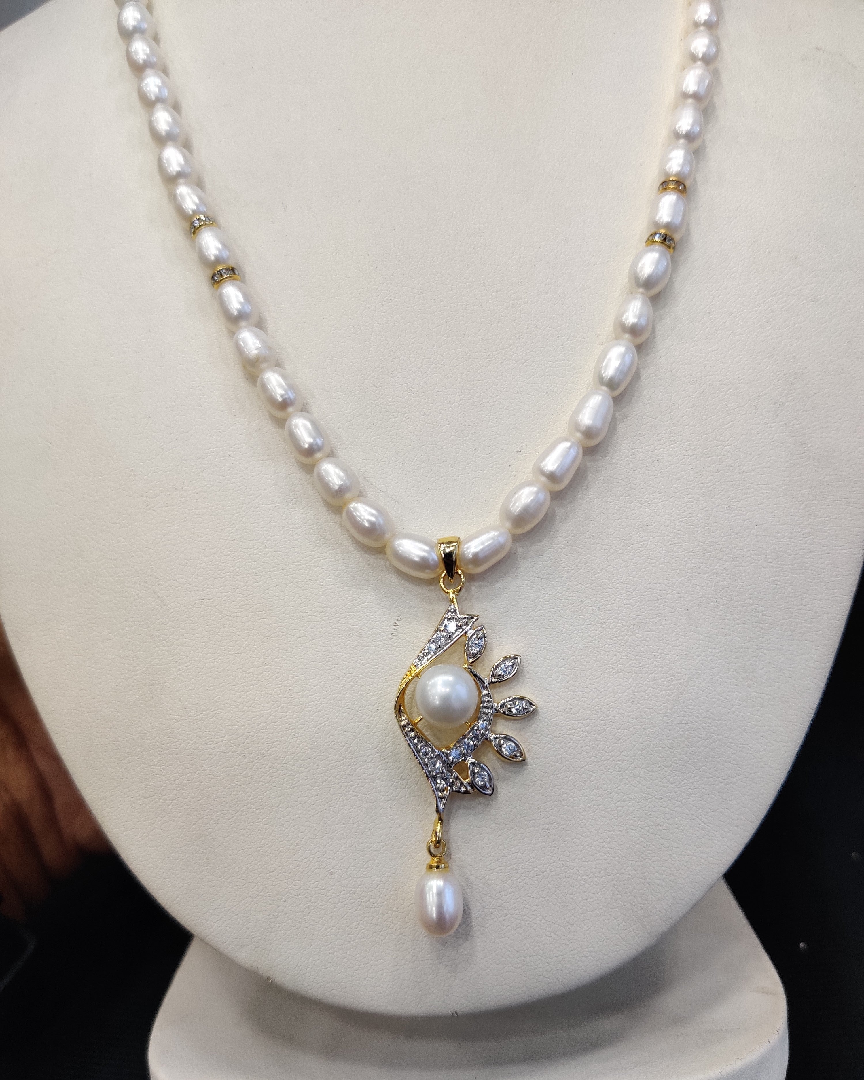 Real Natural Fresh Water Single String Pearl Set With Certificate(D.No ADPRLS1931)