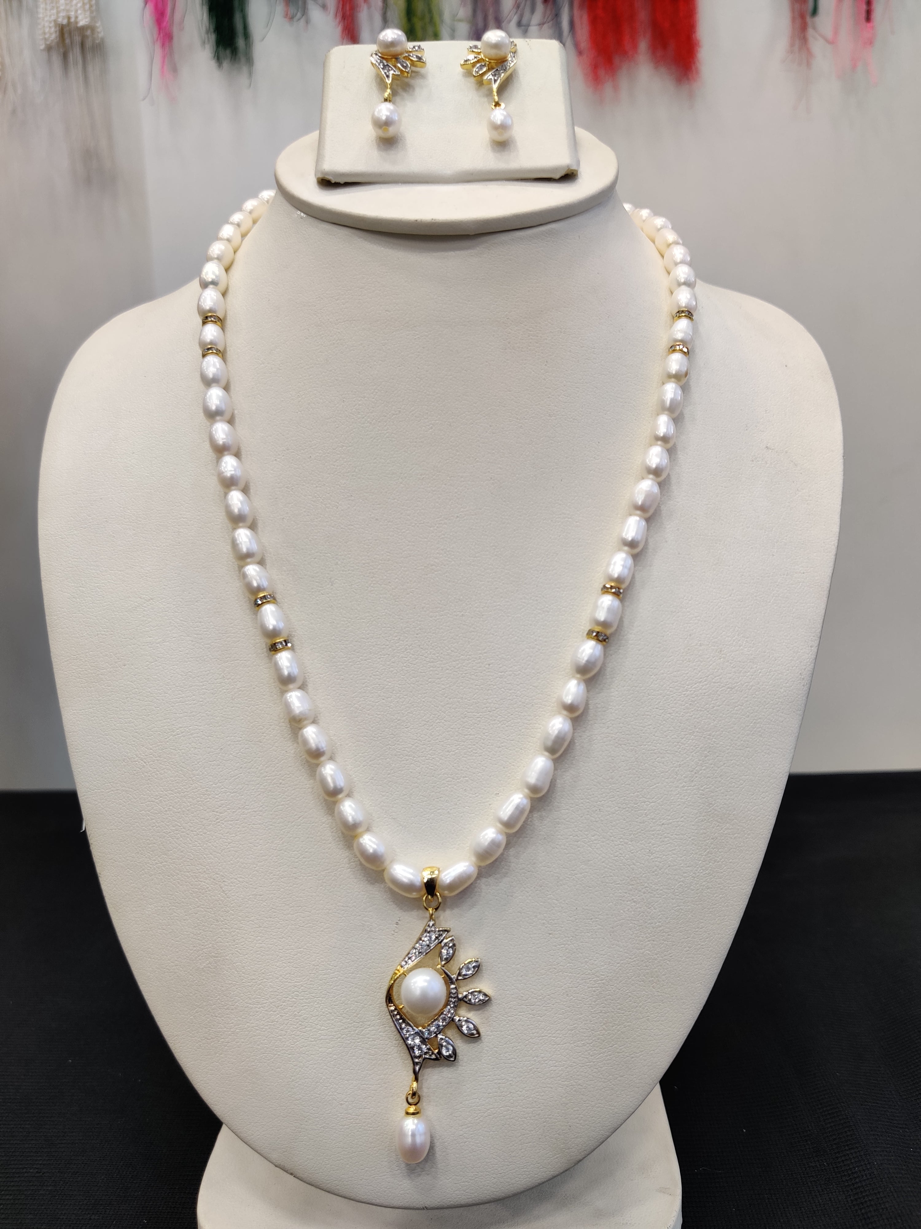 Real Natural Fresh Water Single String Pearl Set With Certificate(D.No ADPRLS1931)