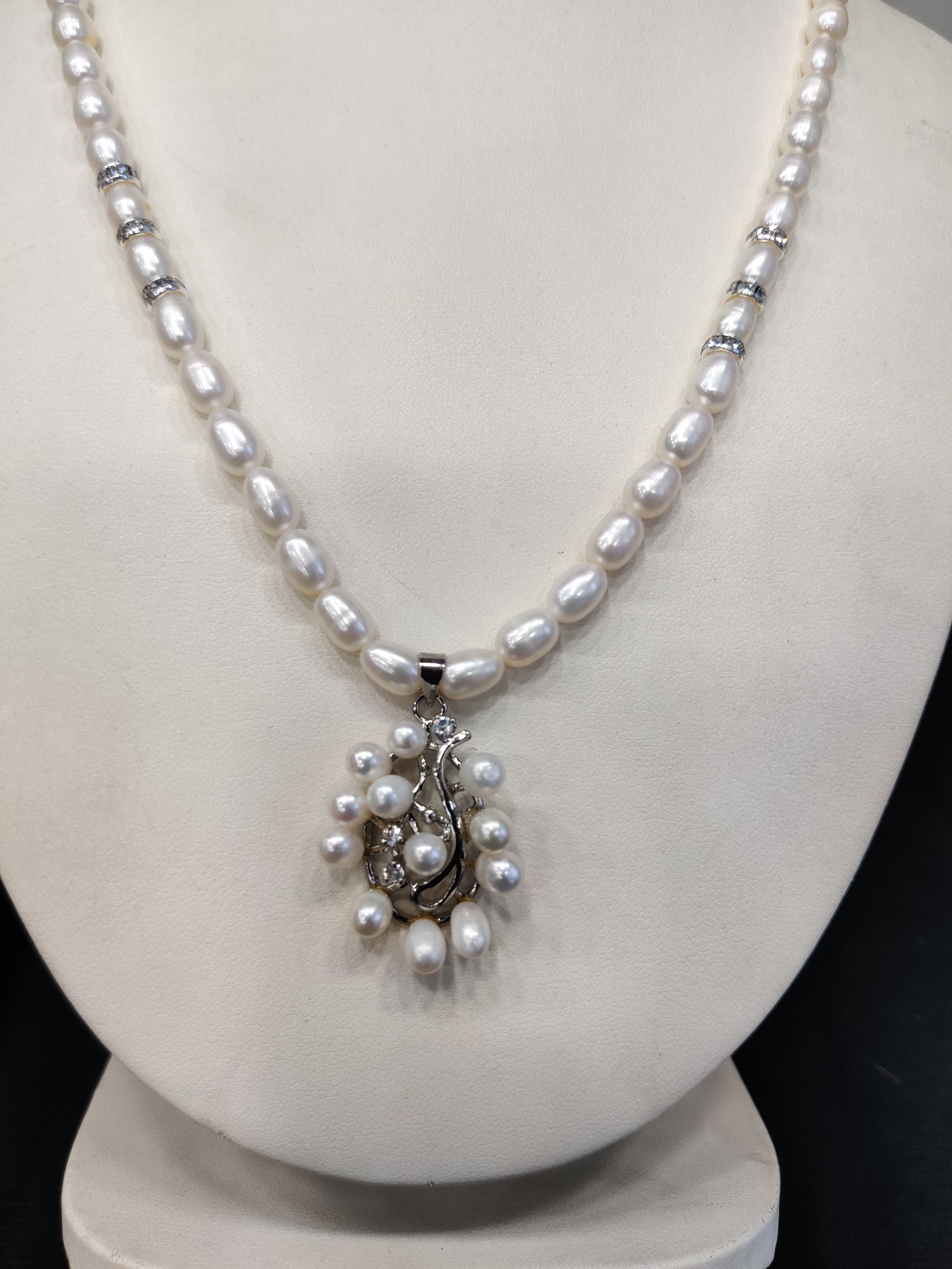 Real Natural Fresh Water Single String Pearl Set With Certificate(D.No ADPRLS1938)