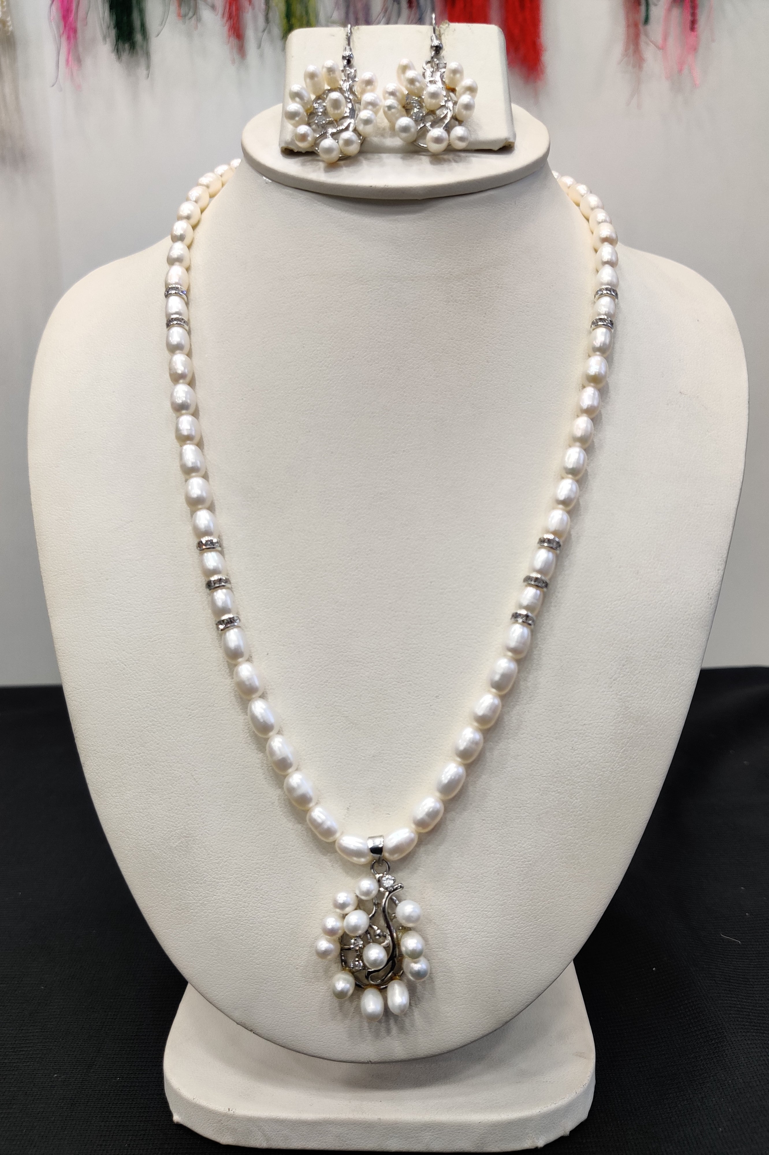 Real Natural Fresh Water Single String Pearl Set With Certificate(D.No ADPRLS1938)