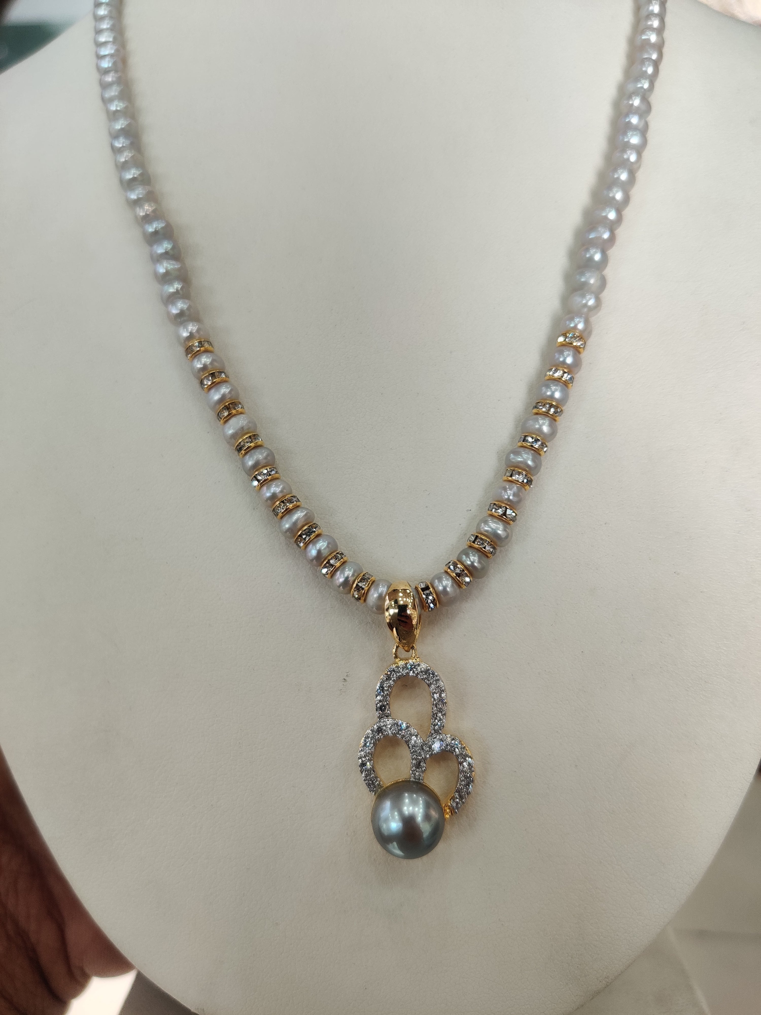Real Natural Fresh Water Single String Pearl Set With Certificate(D.No ADPRLS1941)