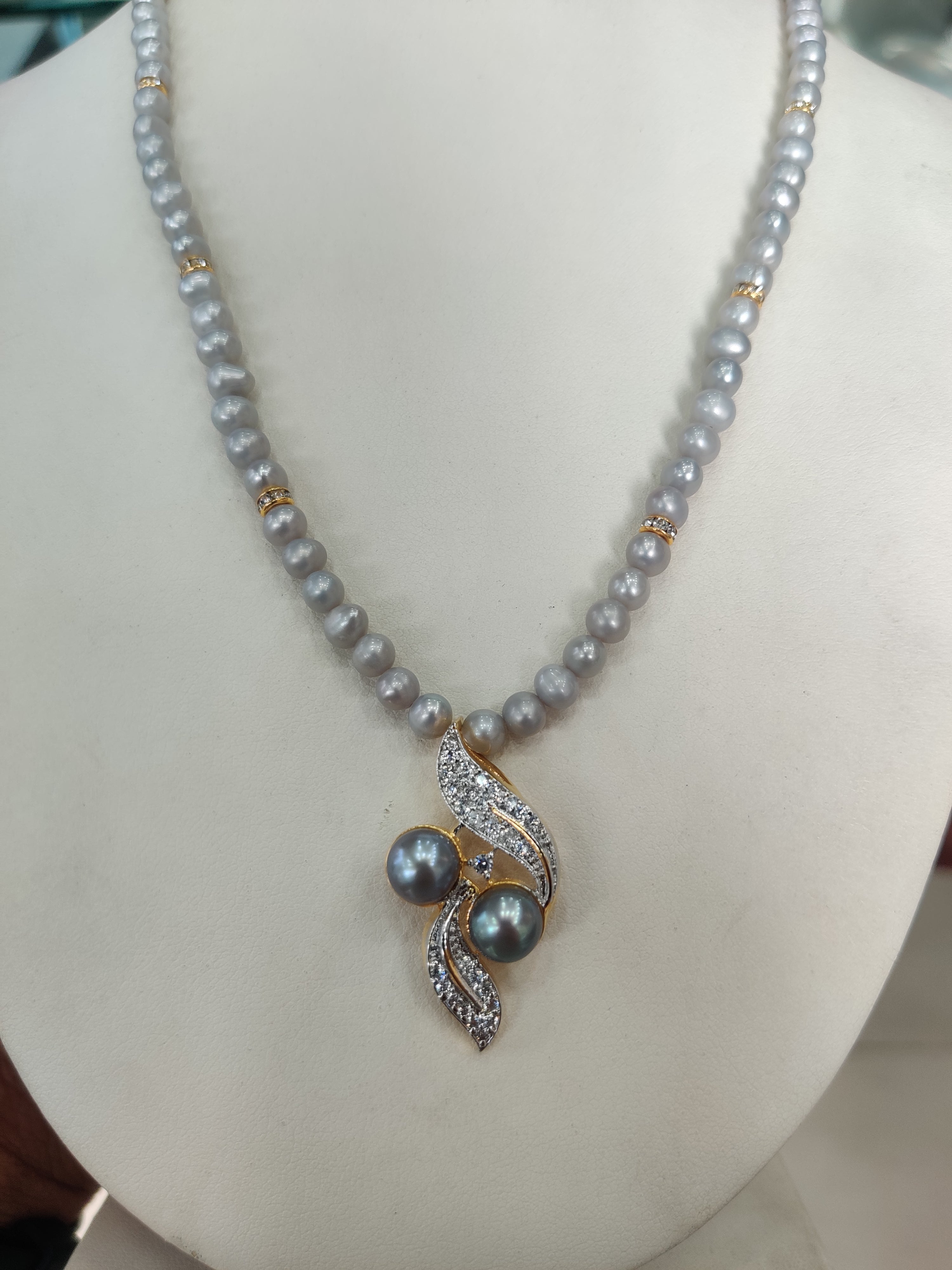Real Natural Fresh Water Single String Pearl Set With Certificate(D.No ADPRLS1942)