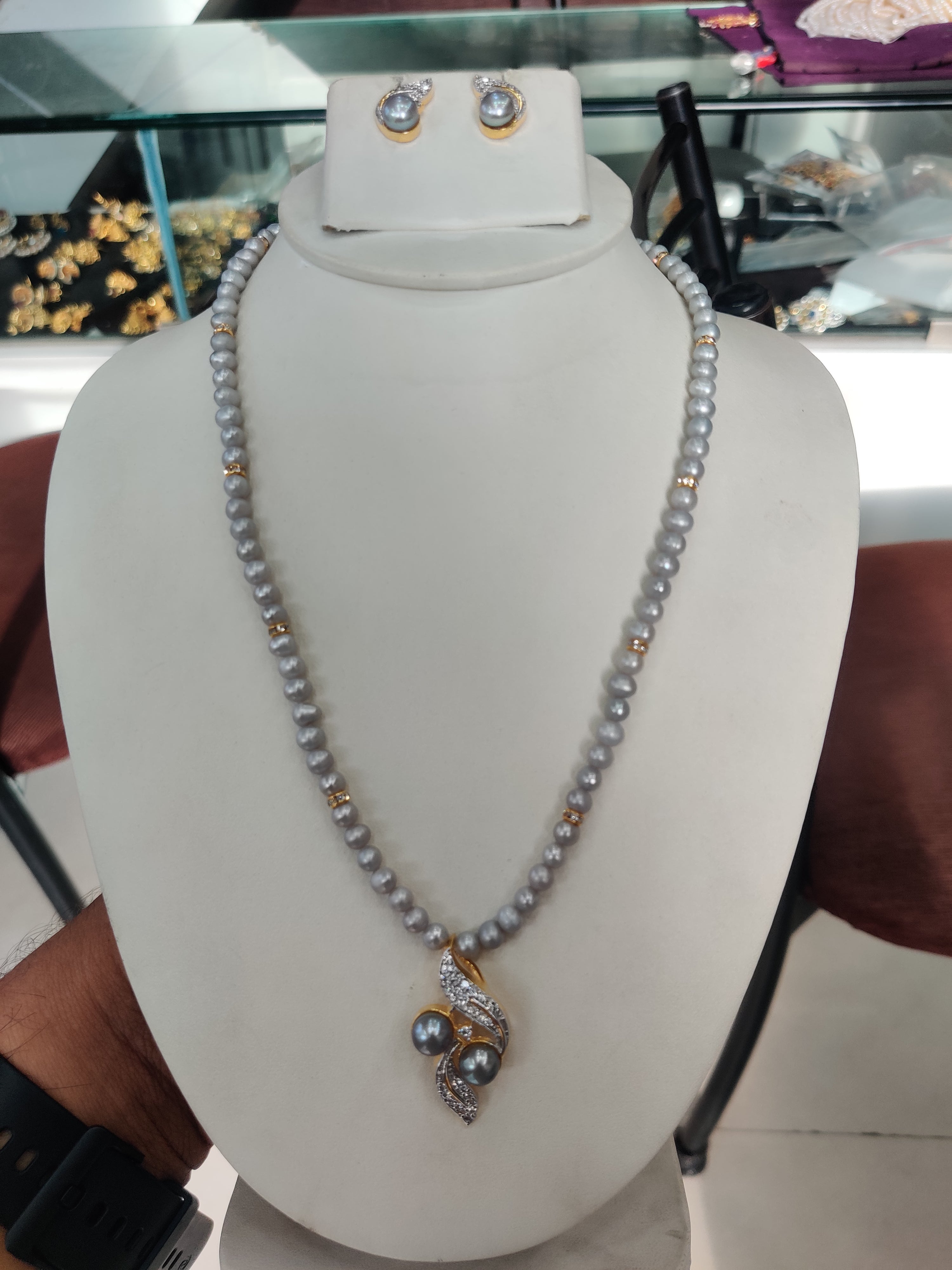 Real Natural Fresh Water Single String Pearl Set With Certificate(D.No ADPRLS1942)