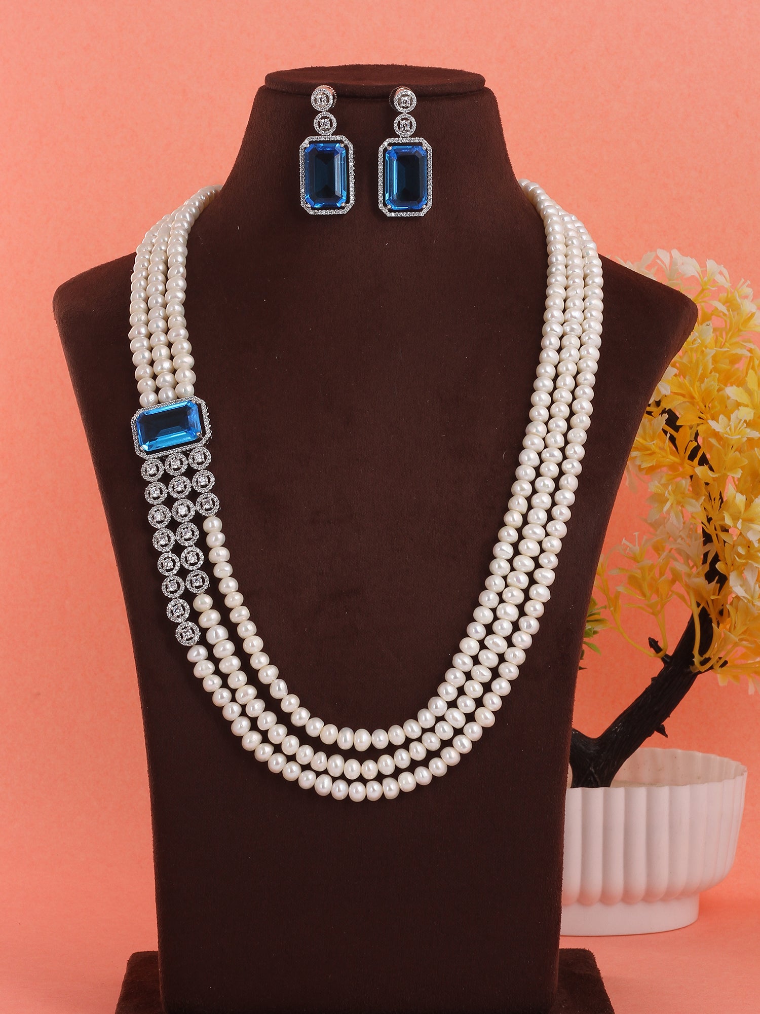 Real Natural Fresh Water Pearl Set For Women,Pearls With Certificate(D.No ADPRLS1945)