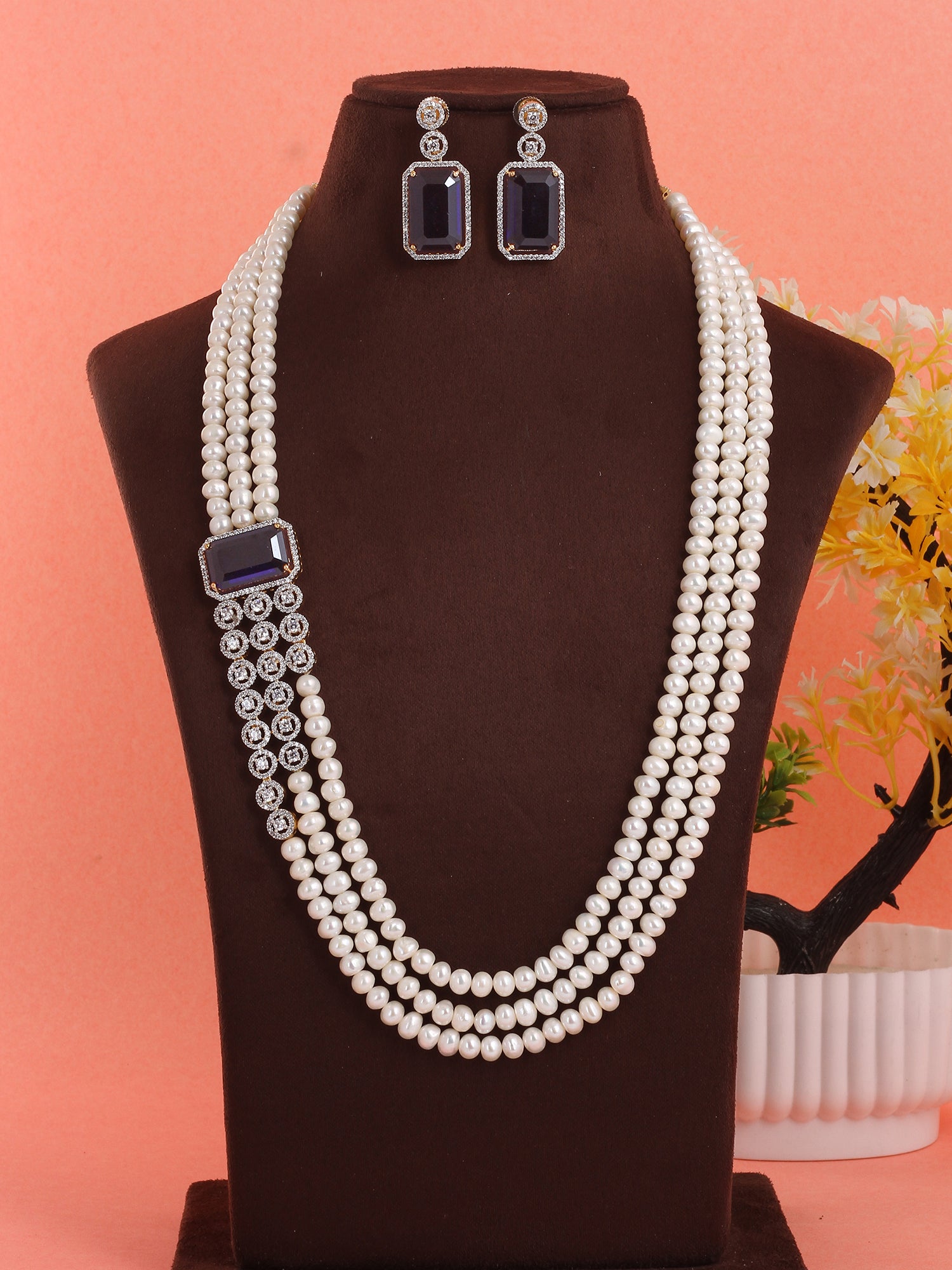 Real Natural Fresh Water Pearl Set For Women,Pearls With Certificate(D.No ADPRLS1950)