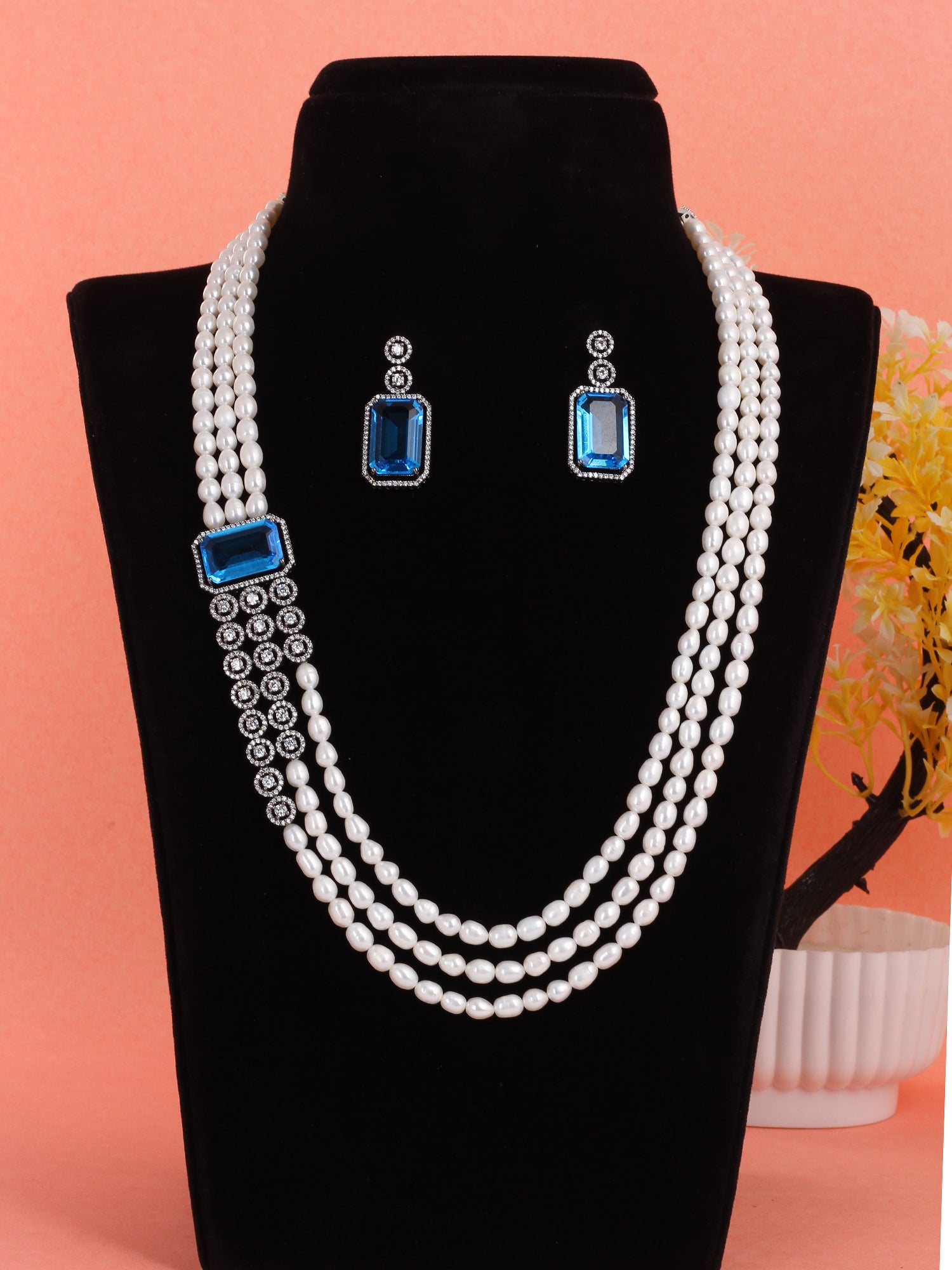 Real Natural Fresh Water Pearl Set For Women,Pearls With Certificate(D.No ADPRLS1953)