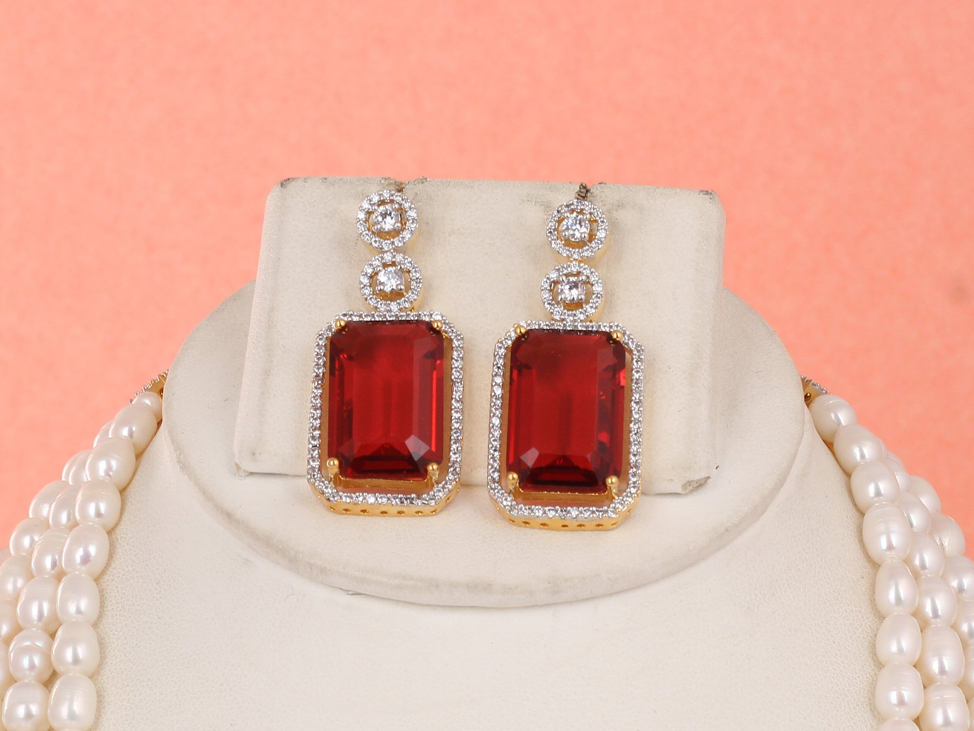 Real Natural Fresh Water Pearl Set For Women,Pearls With Certificate(D.No ADPRLS1954)