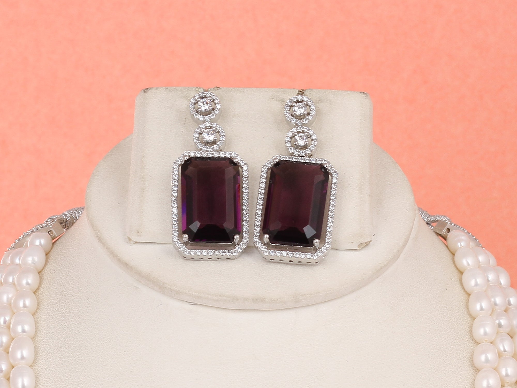 Real Natural Fresh Water Pearl Set For Women,Pearls With Certificate(D.No ADPRLS1955)