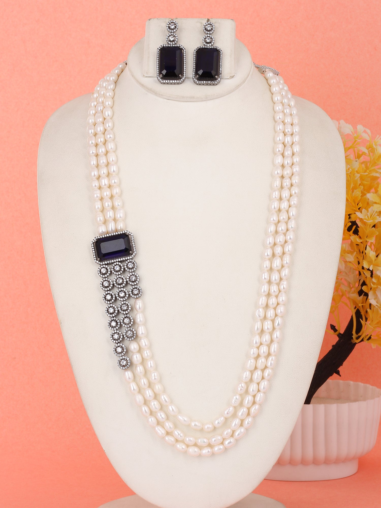 Real Natural Fresh Water Pearl Set For Women,Pearls With Certificate(D.No ADPRLS1957)