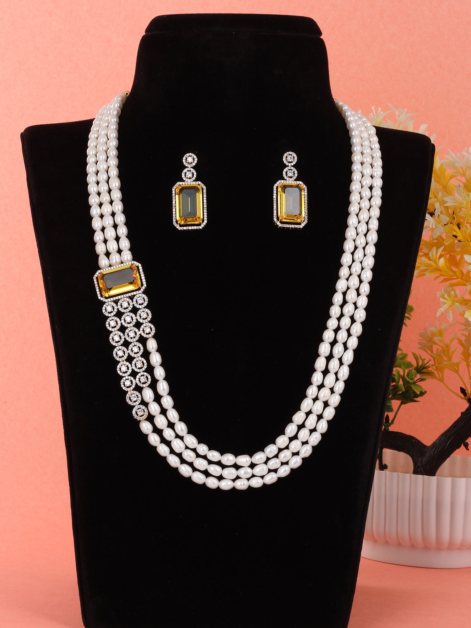 Real Natural Fresh Water Pearl Set For Women,Pearls With Certificate(D.No ADPRLS1959)