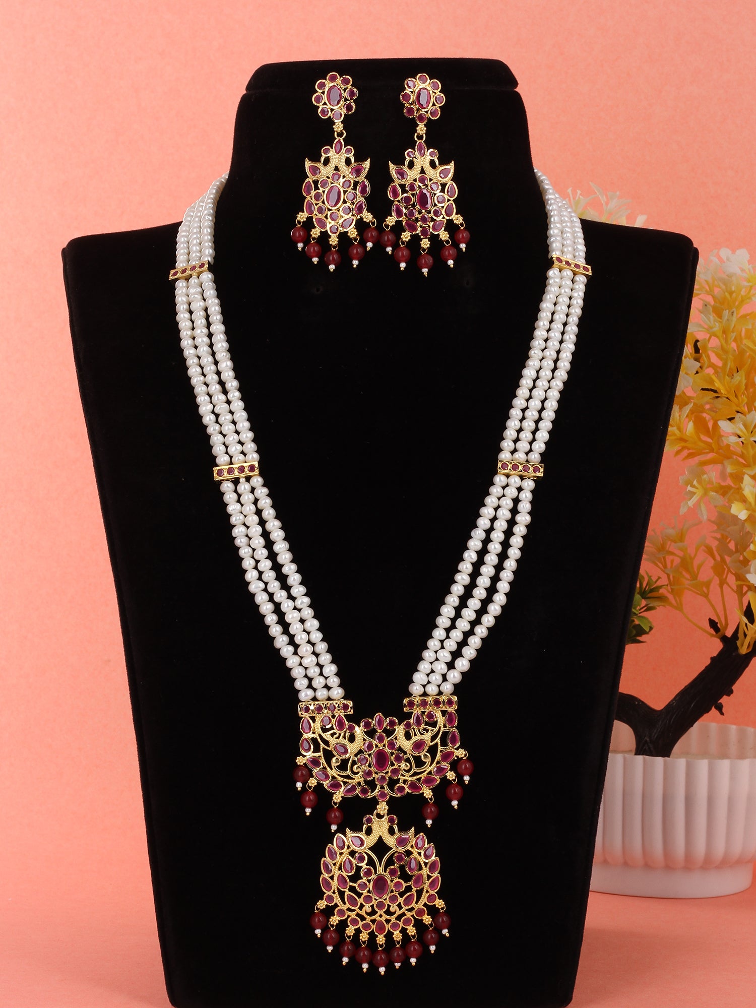 Real Natural Fresh Water Pearls Rani Haar Set With Certificate(D.No ADPRLS1975)