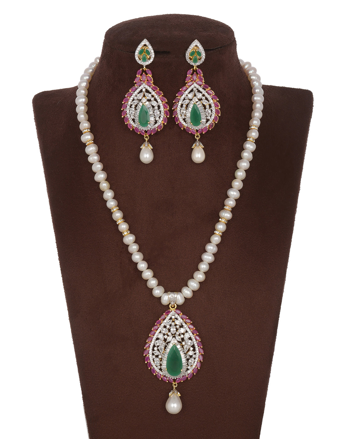 Natural Fresh Water Real Single String Pearl Set With Certificate(D.No ADPRLS198)