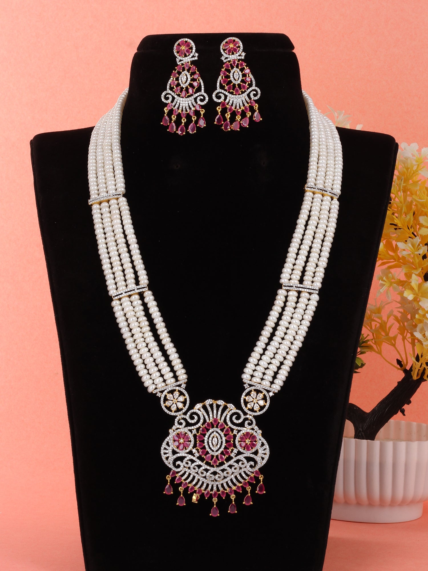 Real Natural Fresh Water Pearls Rani Haar Set With Certificate(D.No ADPRLS1980)