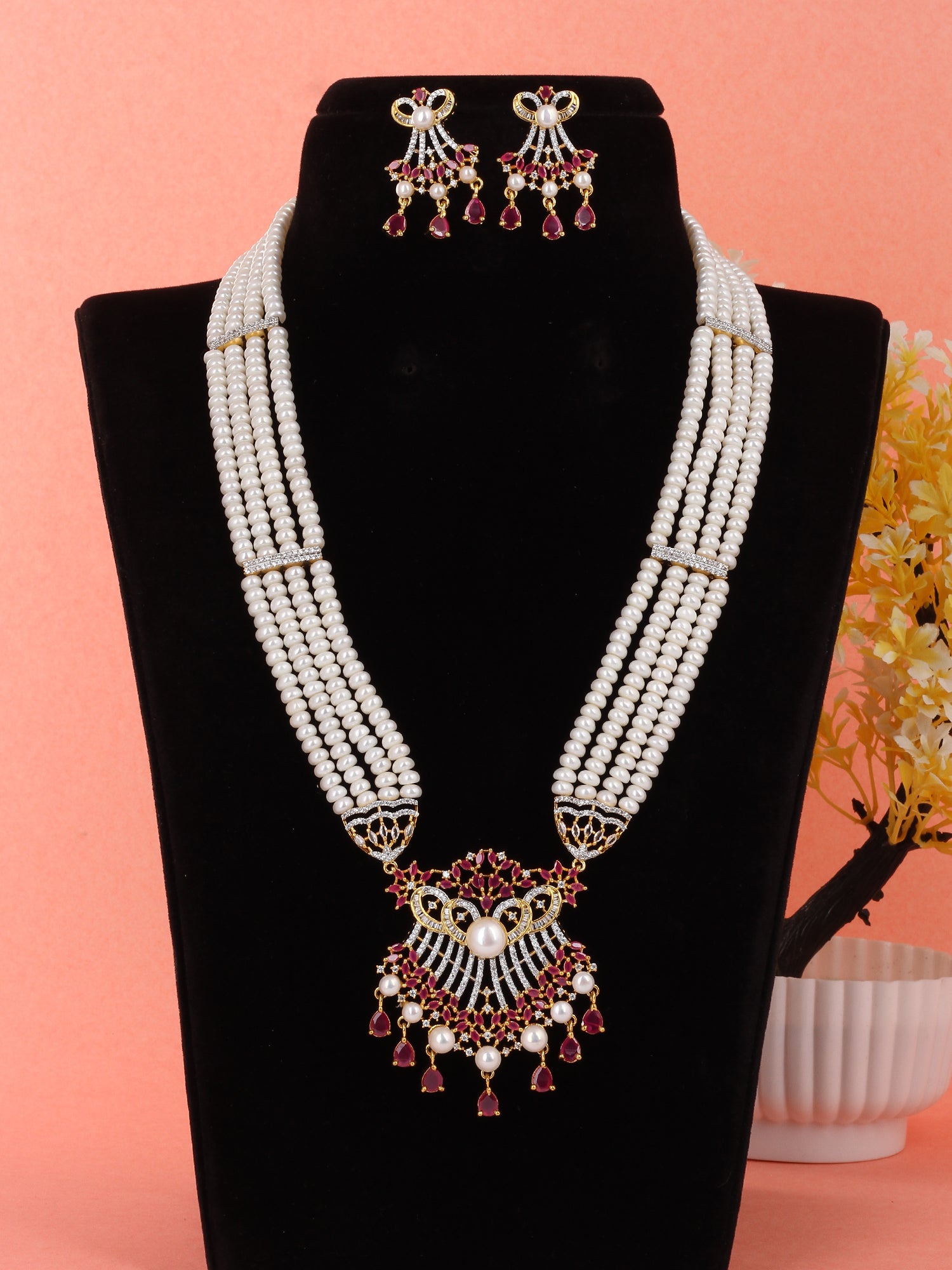Real Natural Fresh Water Pearls Rani Haar Set With Certificate(D.No ADPRLS1982)