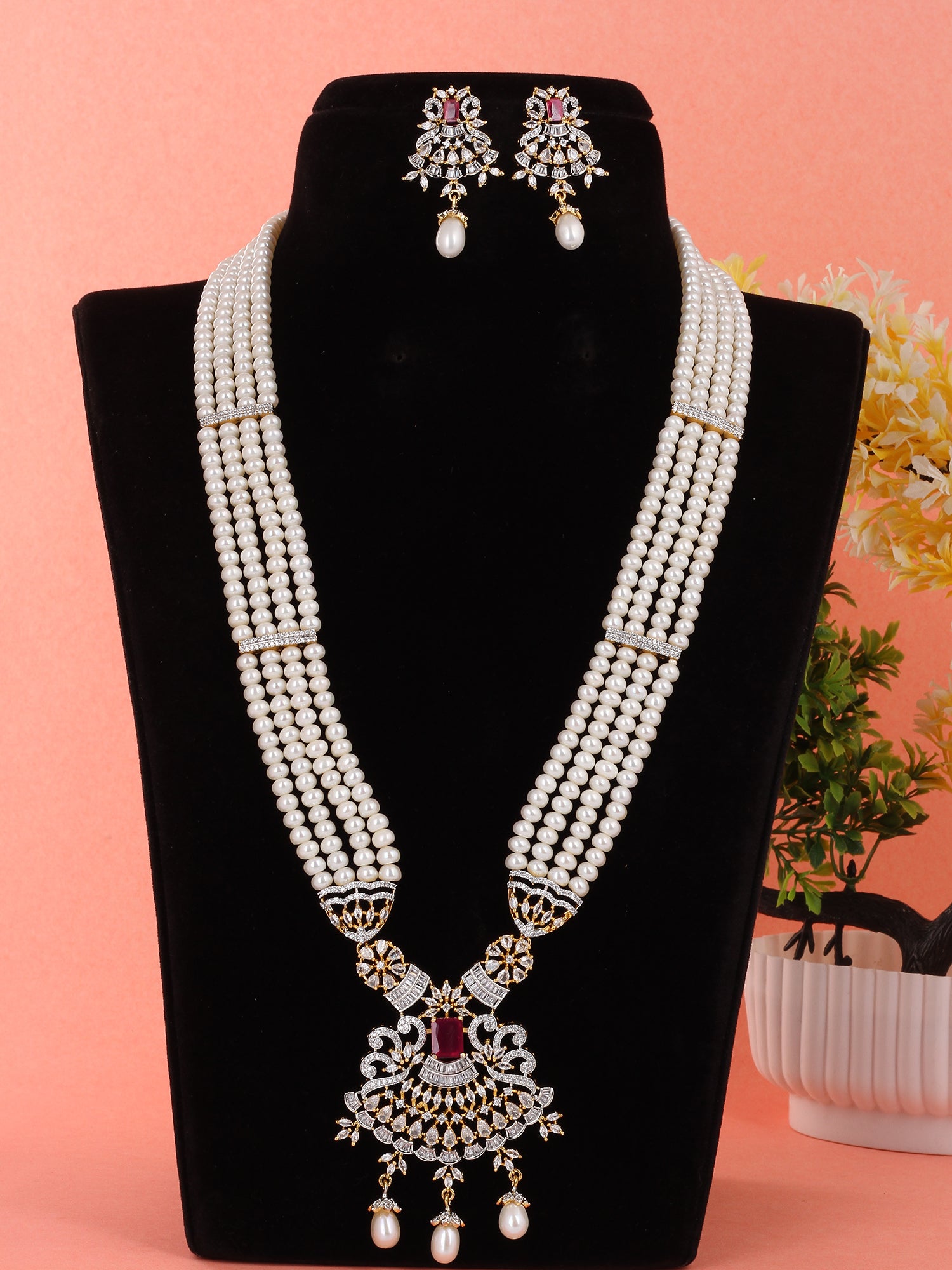 Real Natural Fresh Water Pearls Rani Haar Set With Certificate(D.No ADPRLS1985)