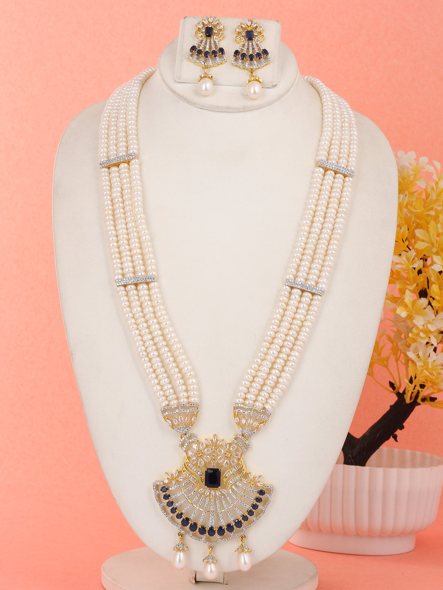 Real Natural Fresh Water Pearls Rani Haar Set With Certificate(D.No ADPRLS1986)